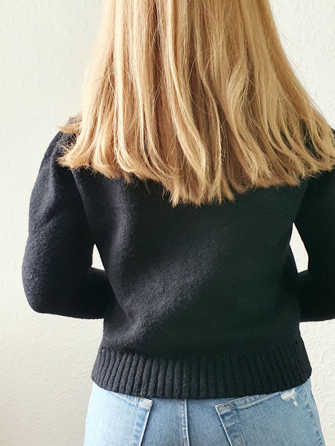 Vintage Black Cardigan with Floral Embroidery - S - Image 9