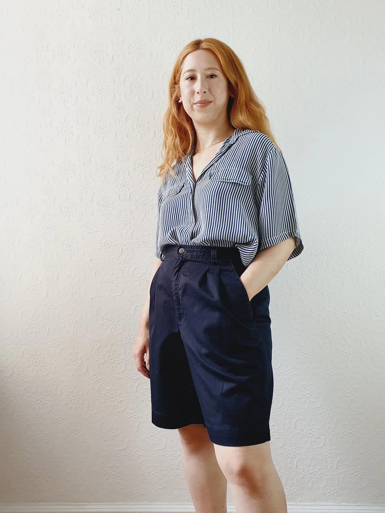 Vintage Black Cotton Shorts - S/M - Image 2