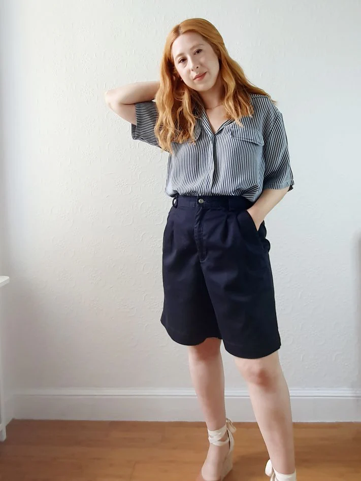 Vintage Black Cotton Shorts - S/M - Image 4