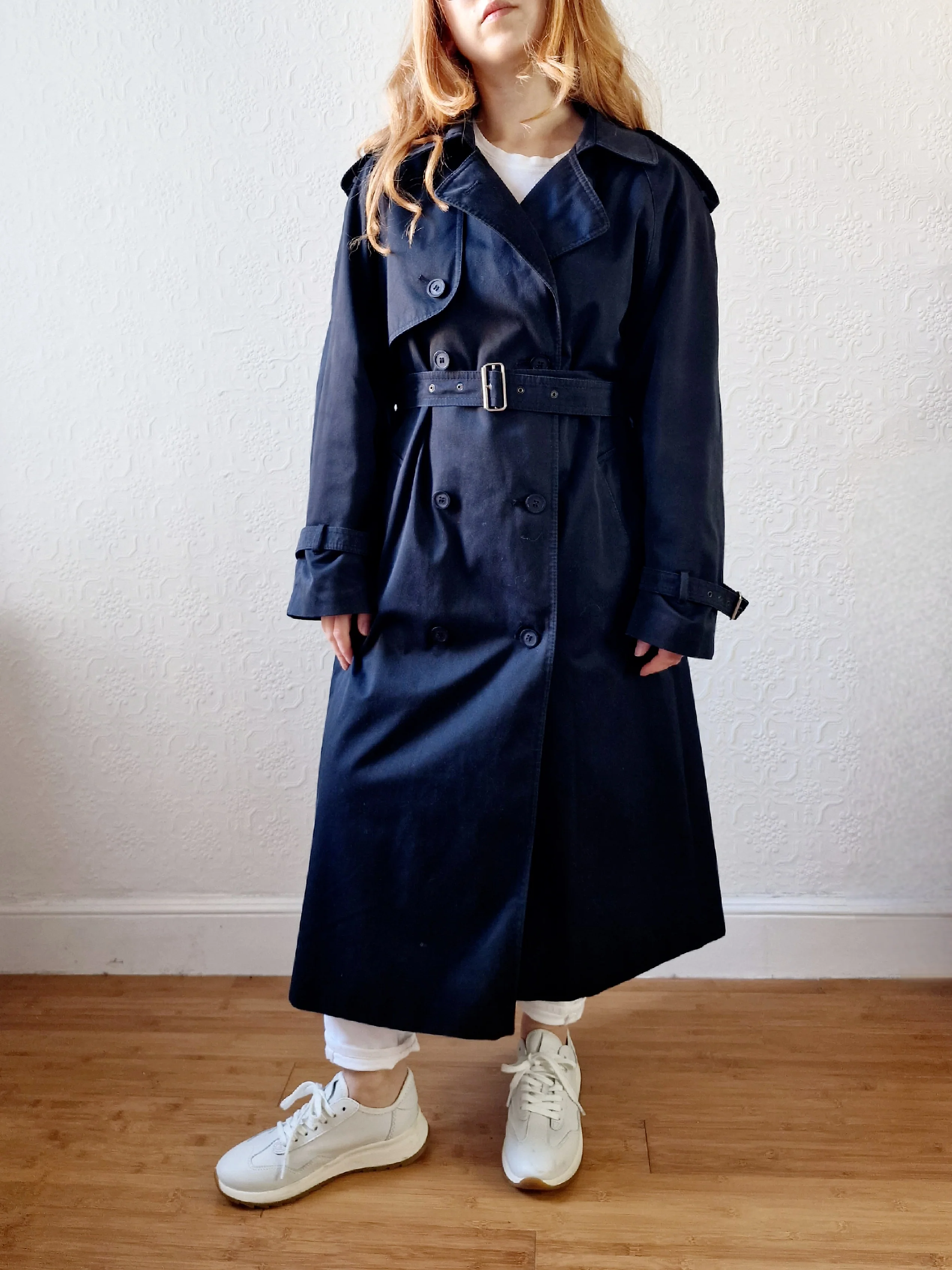 Vintage Black Double Breasted Trench Coat with Belt - M/L - Image 10