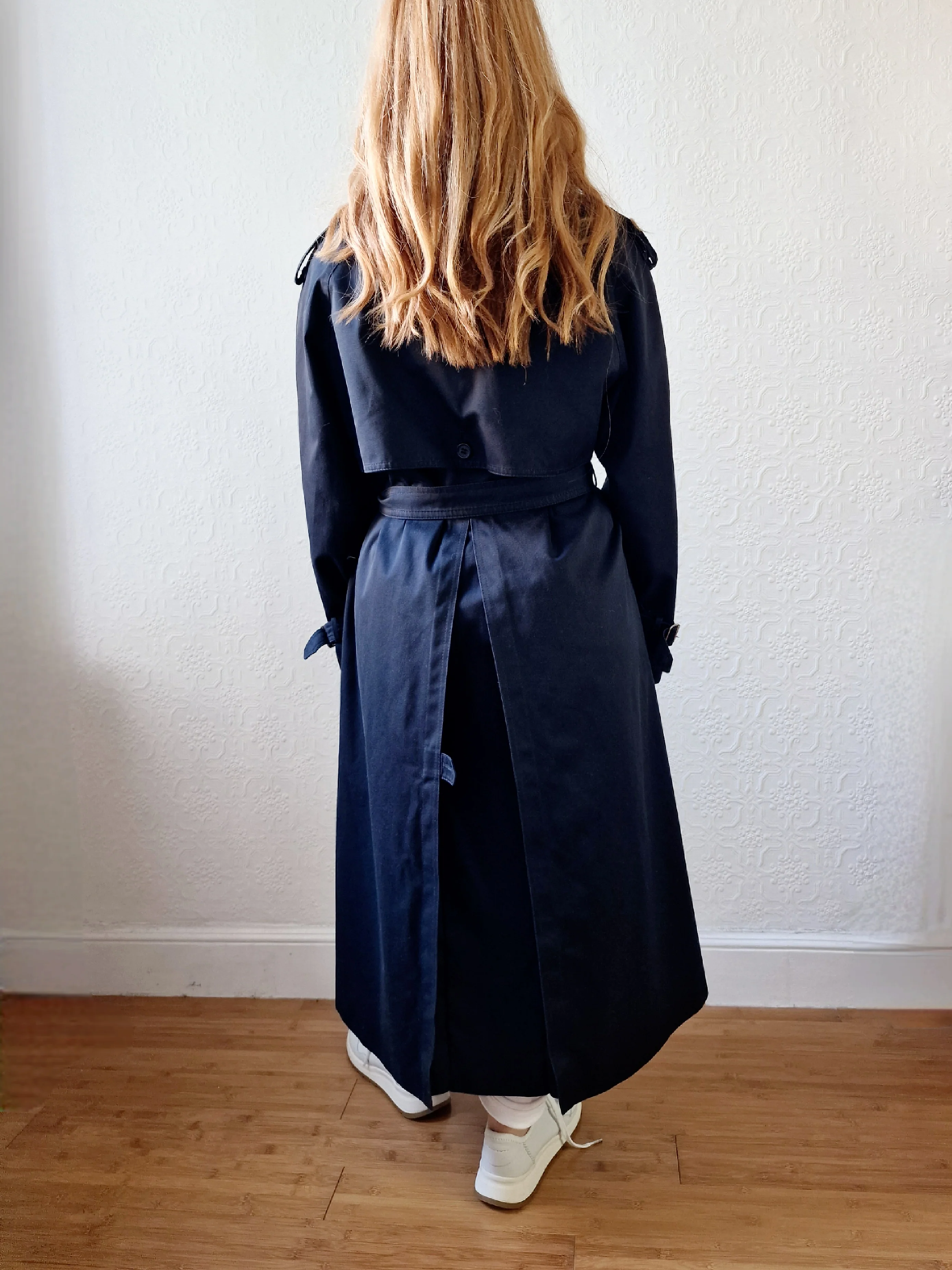Vintage Black Double Breasted Trench Coat with Belt - M/L - Image 11