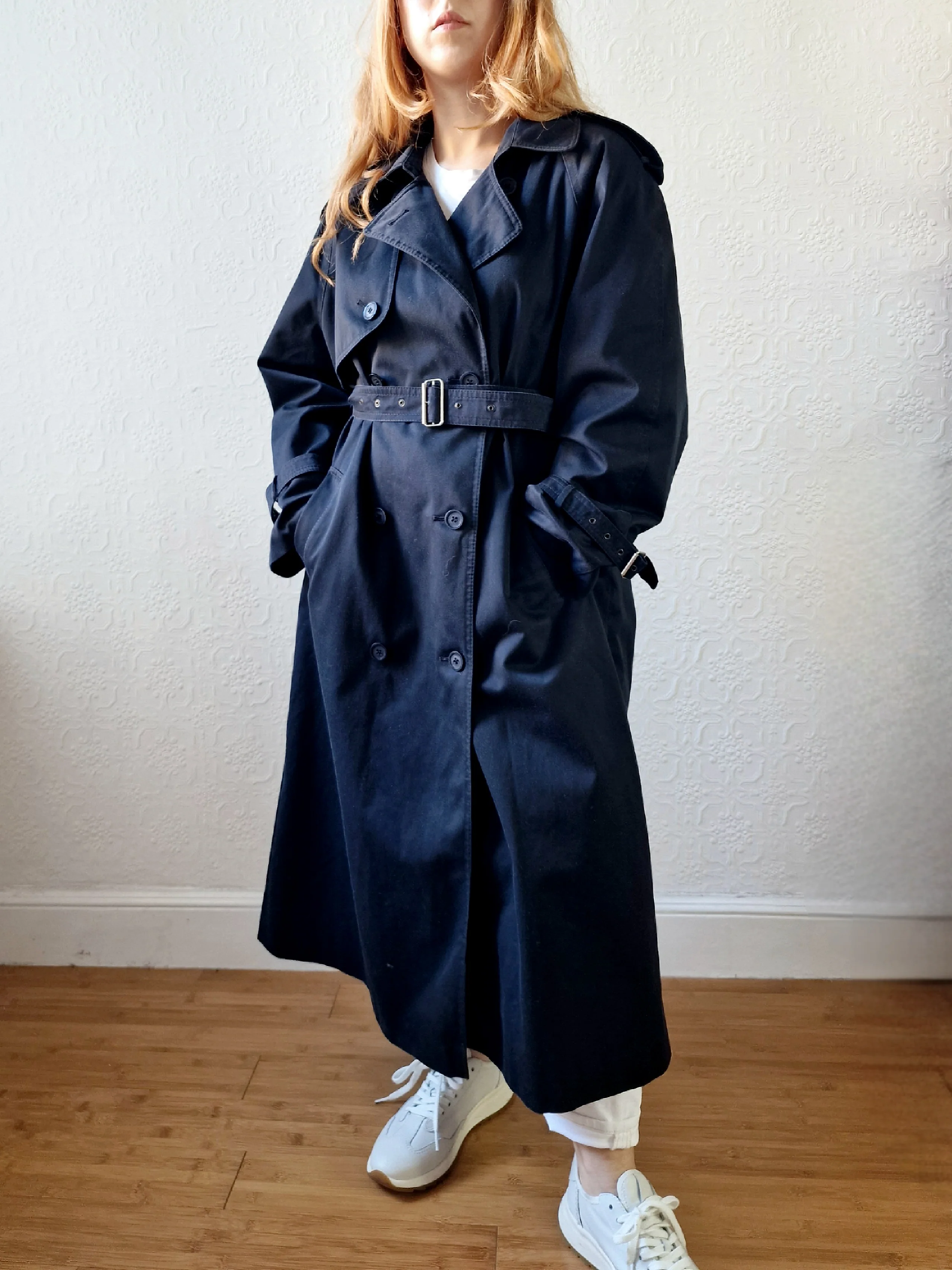 Vintage Black Double Breasted Trench Coat with Belt - M/L - Image 7