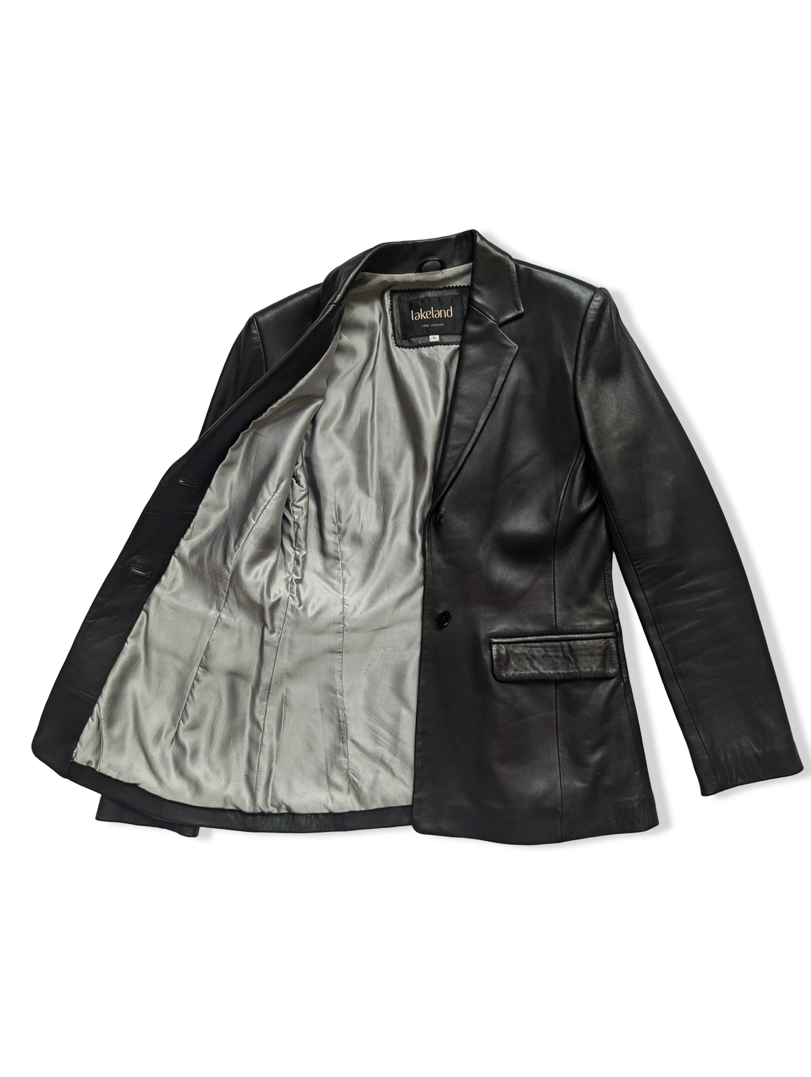 Vintage Black Leather Blazer Jacket - XS - Image 3