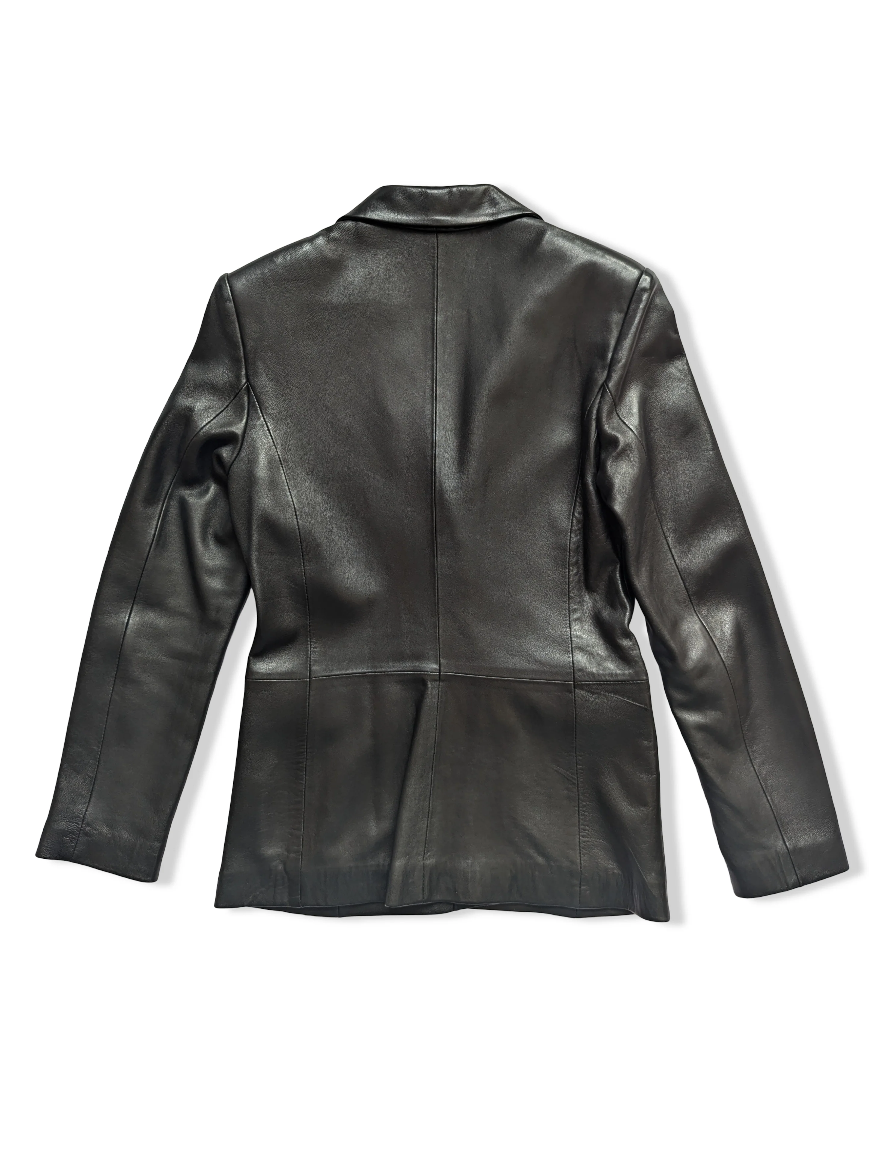 Vintage Black Leather Blazer Jacket - XS - Image 5