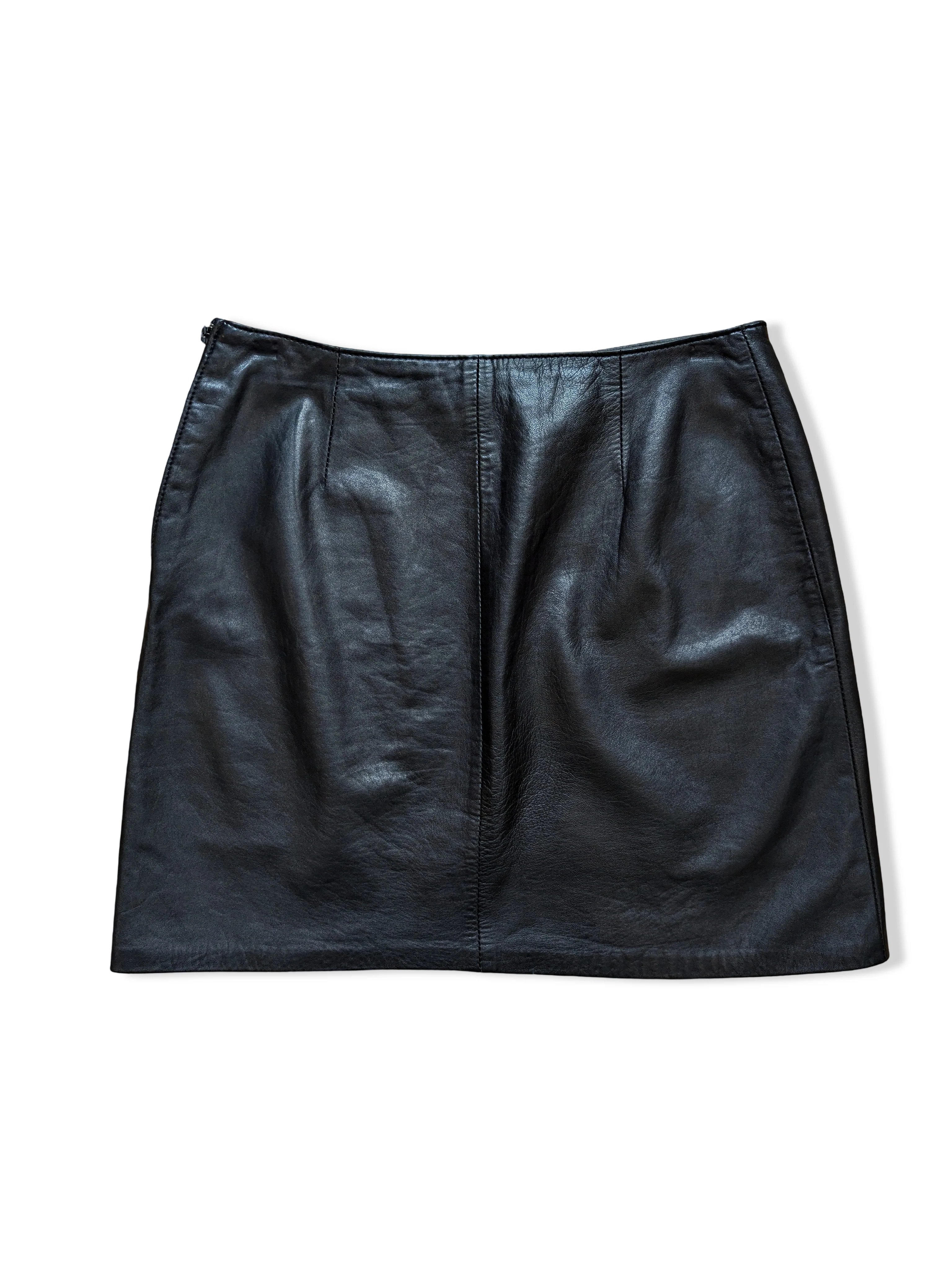 Vintage Black Leather Mini Skirt - M - Image 3