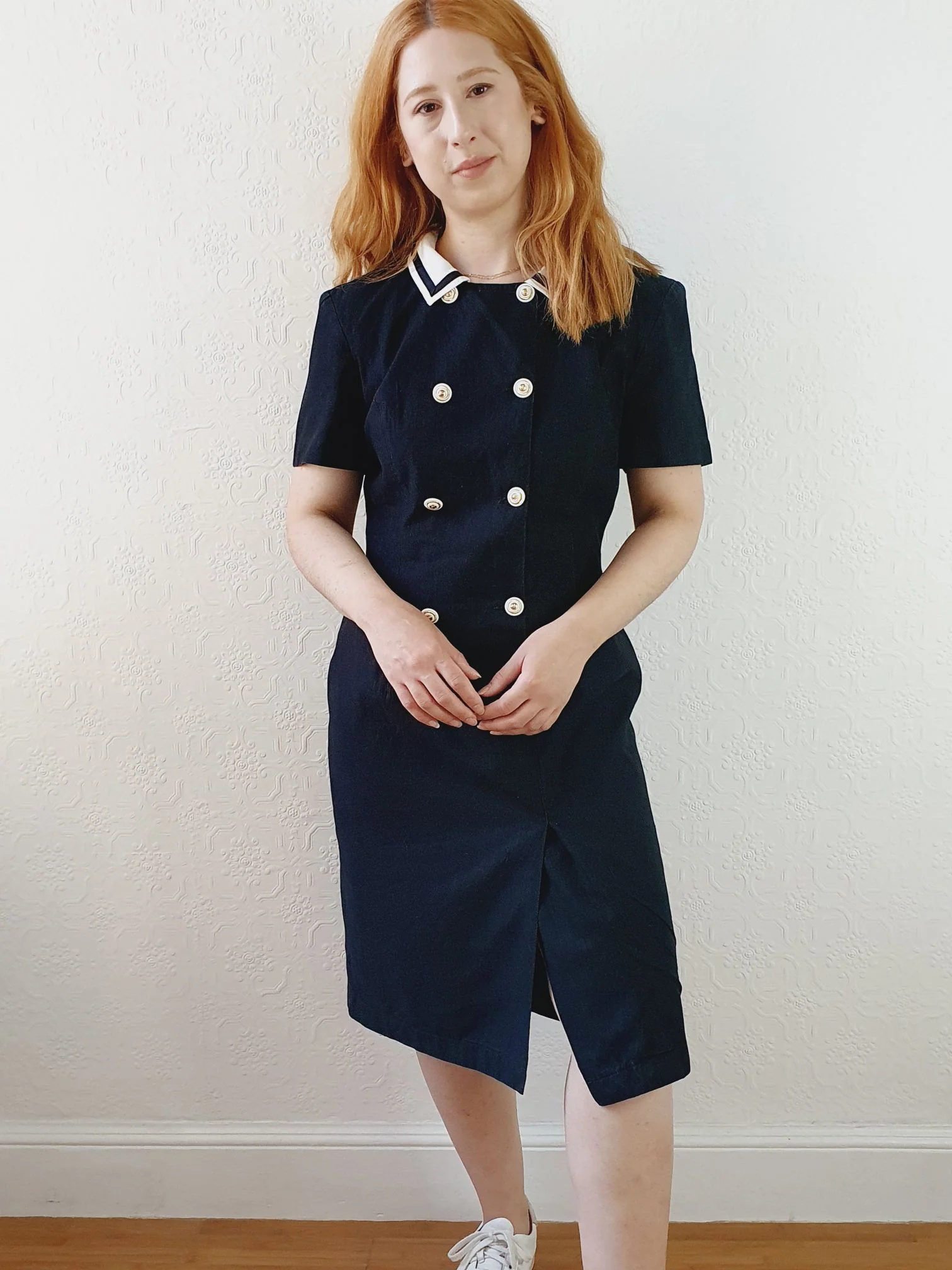 Vintage Black Linen Nautical Dress - S/M - Image 2