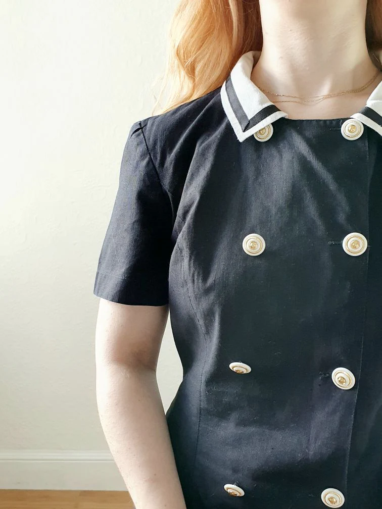 Vintage Black Linen Nautical Dress - S/M - Image 4