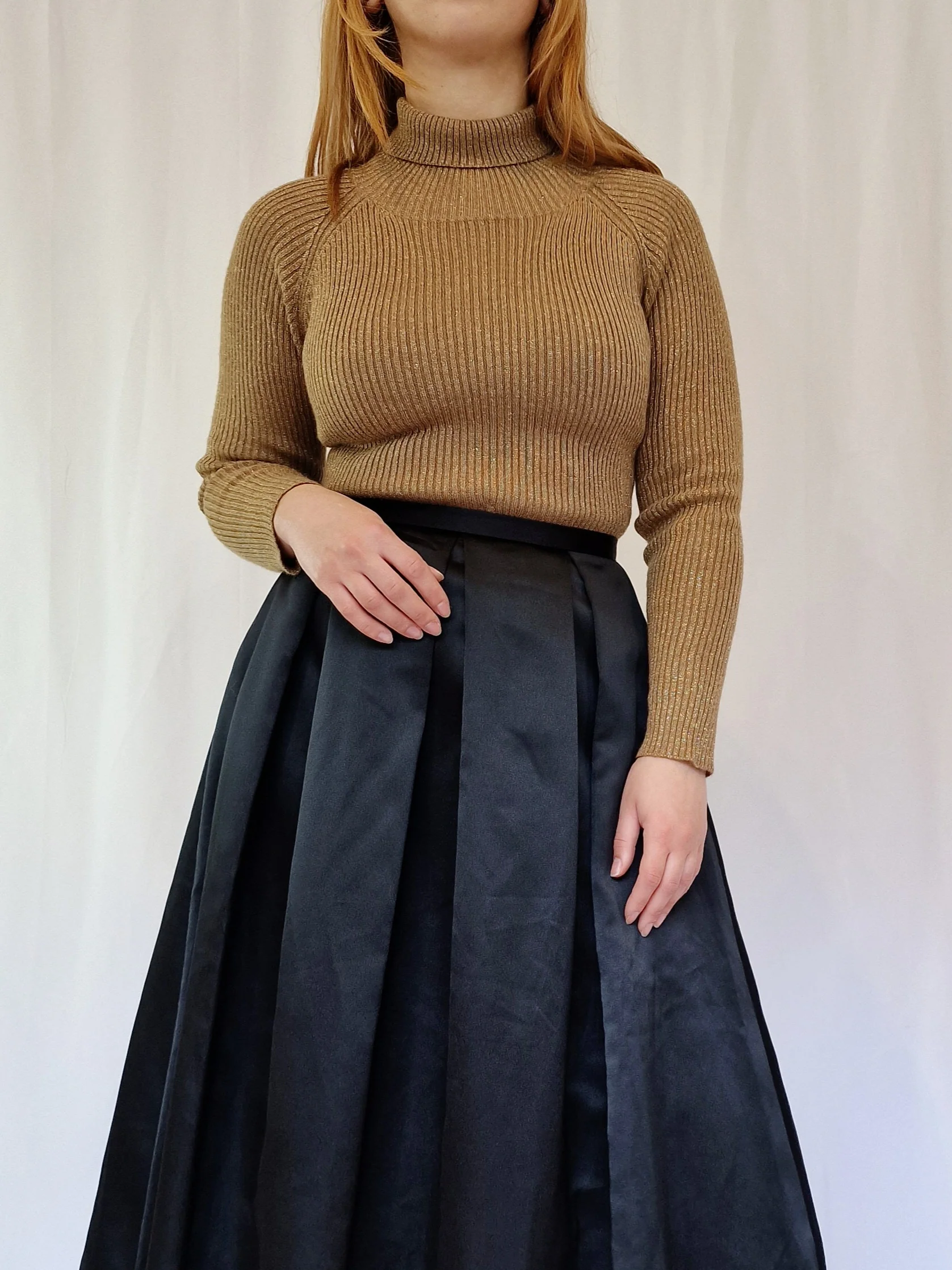 Vintage Black Satin High Waisted A-Line Maxi Skirt - XS - Image 4