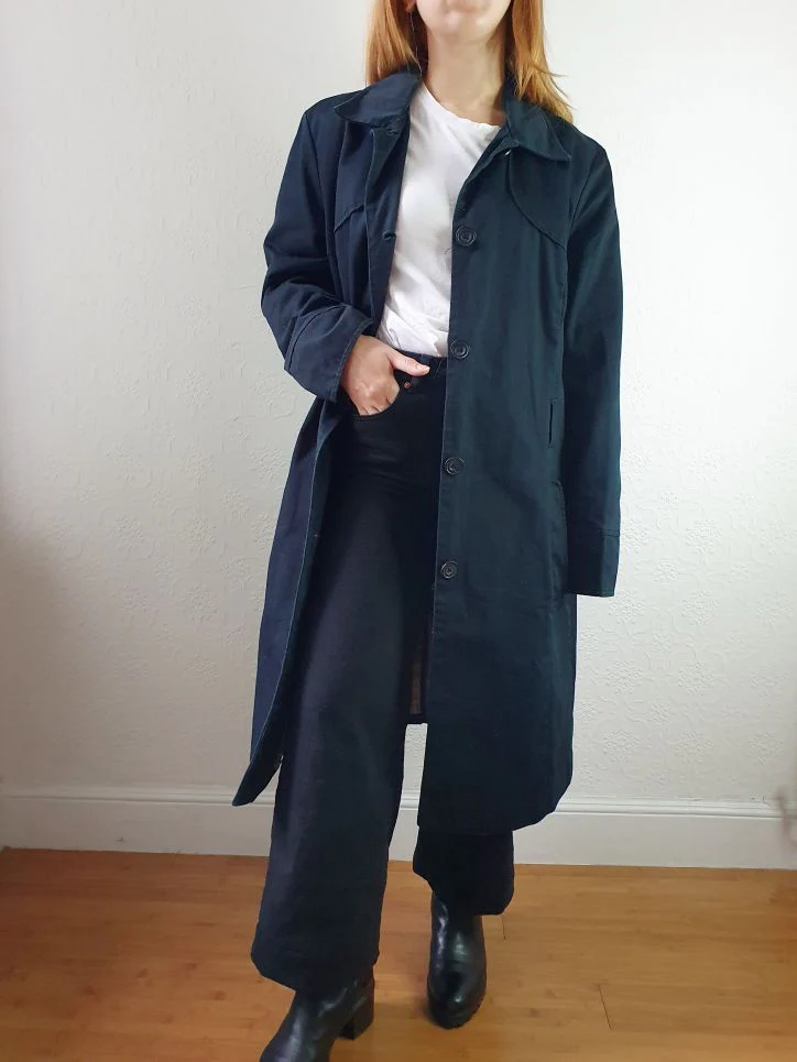 Vintage Black Single Breasted Trench Coat - S/M - Image 2