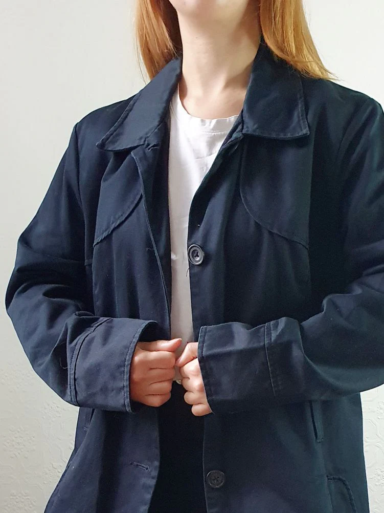 Vintage Black Single Breasted Trench Coat - S/M - Image 3