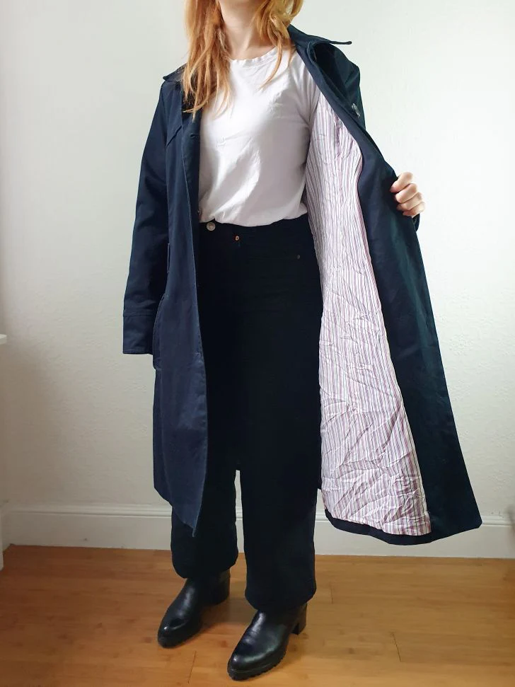 Vintage Black Single Breasted Trench Coat - S/M - Image 4