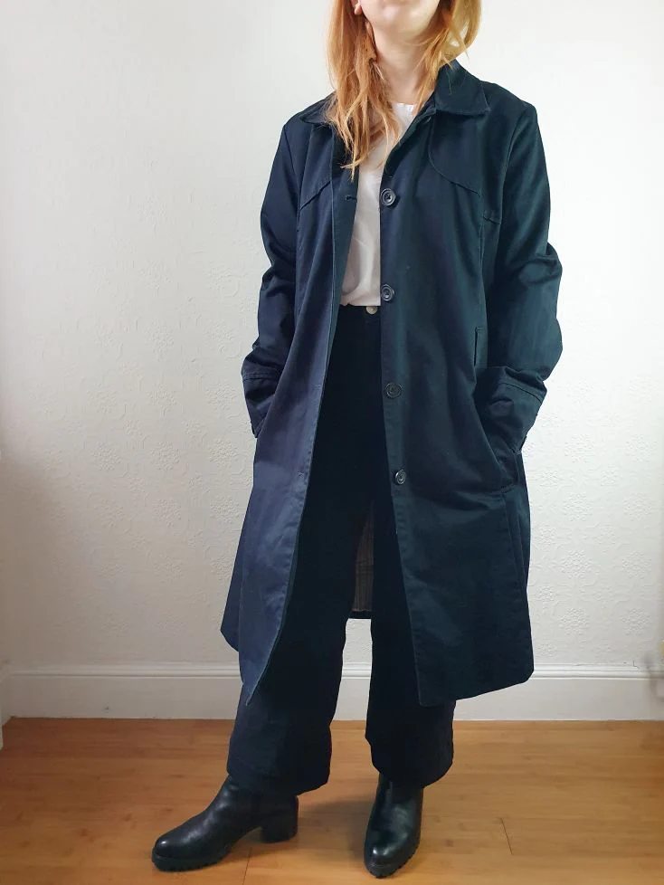 Vintage Black Single Breasted Trench Coat - S/M - Image 5