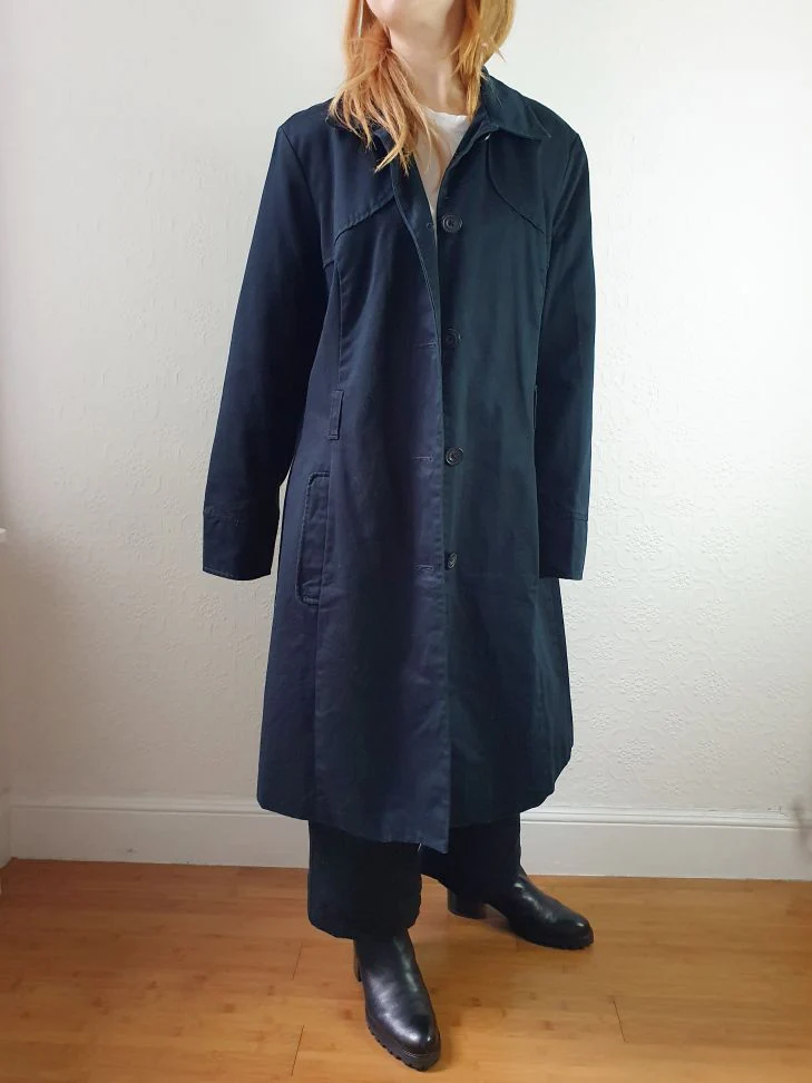Vintage Black Single Breasted Trench Coat - S/M - Image 6