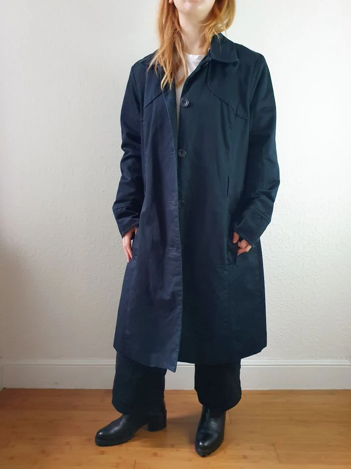 Vintage Black Single Breasted Trench Coat - S/M - Image 9