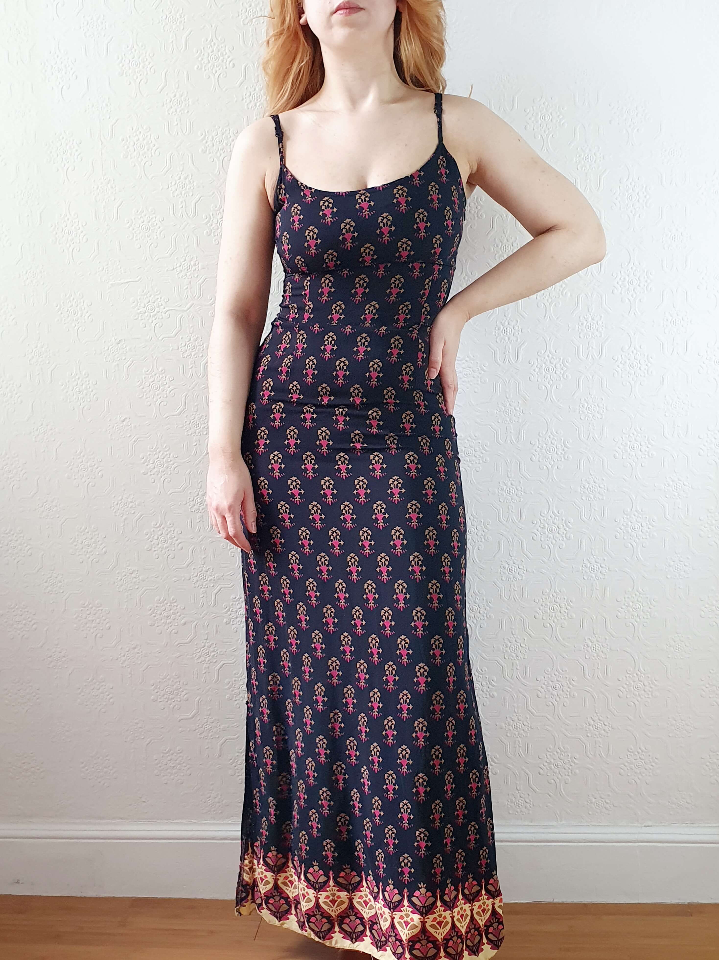 Vintage Black Spaghetti Strap Slip Dress - XS