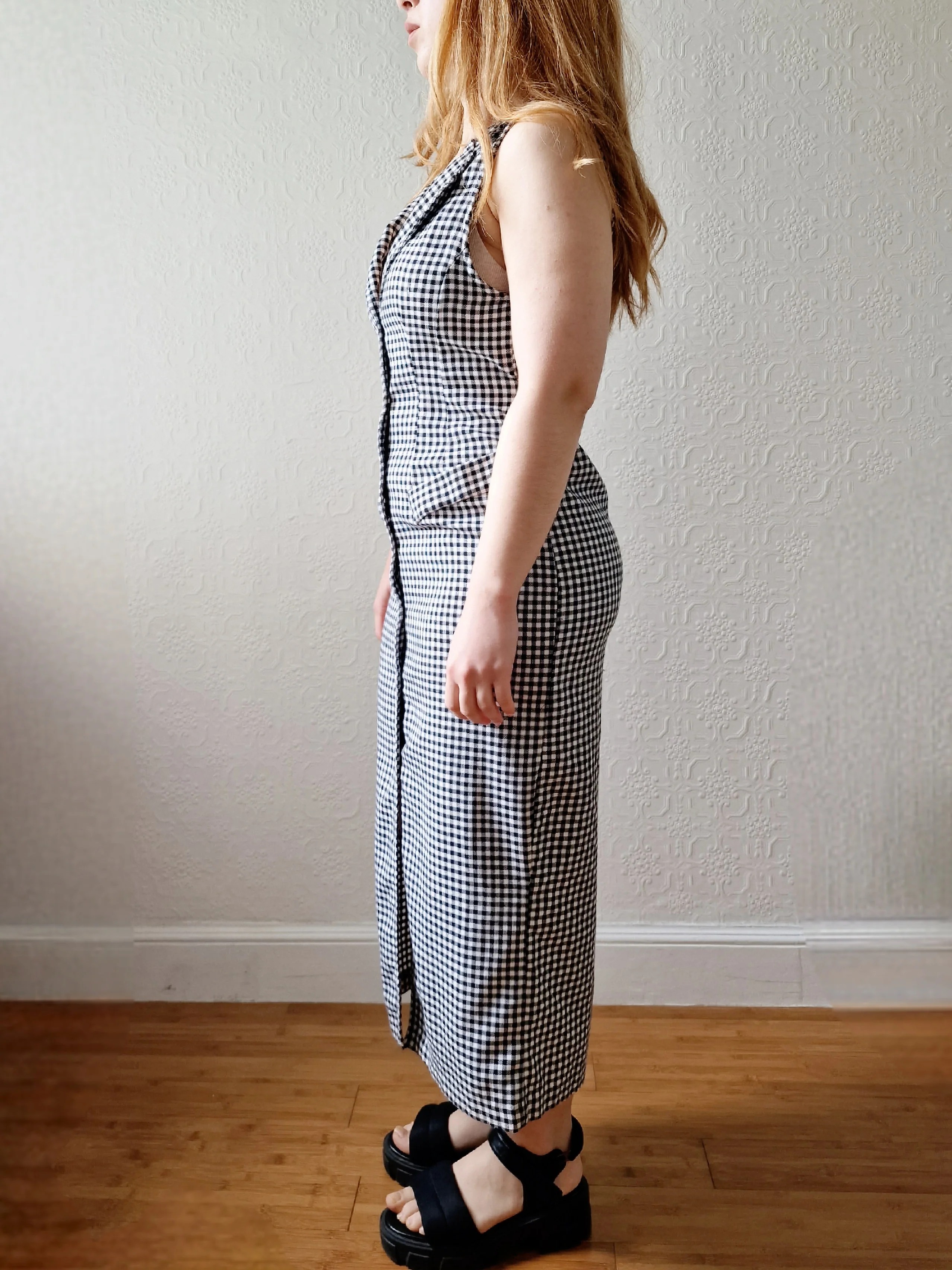 Vintage 90s Black & White Gingham Sleeveless Dress - XS - Image 3