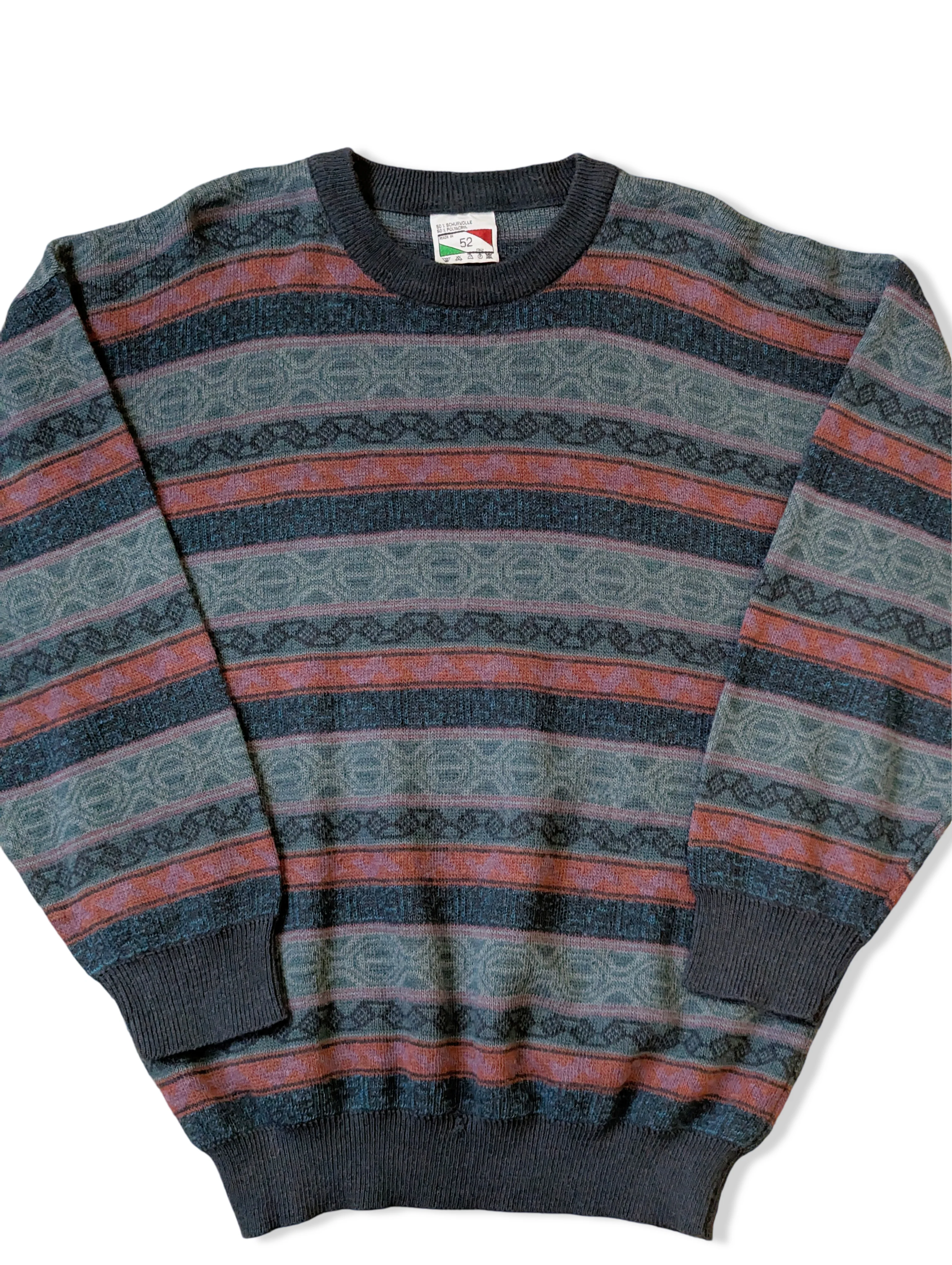 Vintage Blue and Red Striped Knitted Jumper - M/L - Image 2