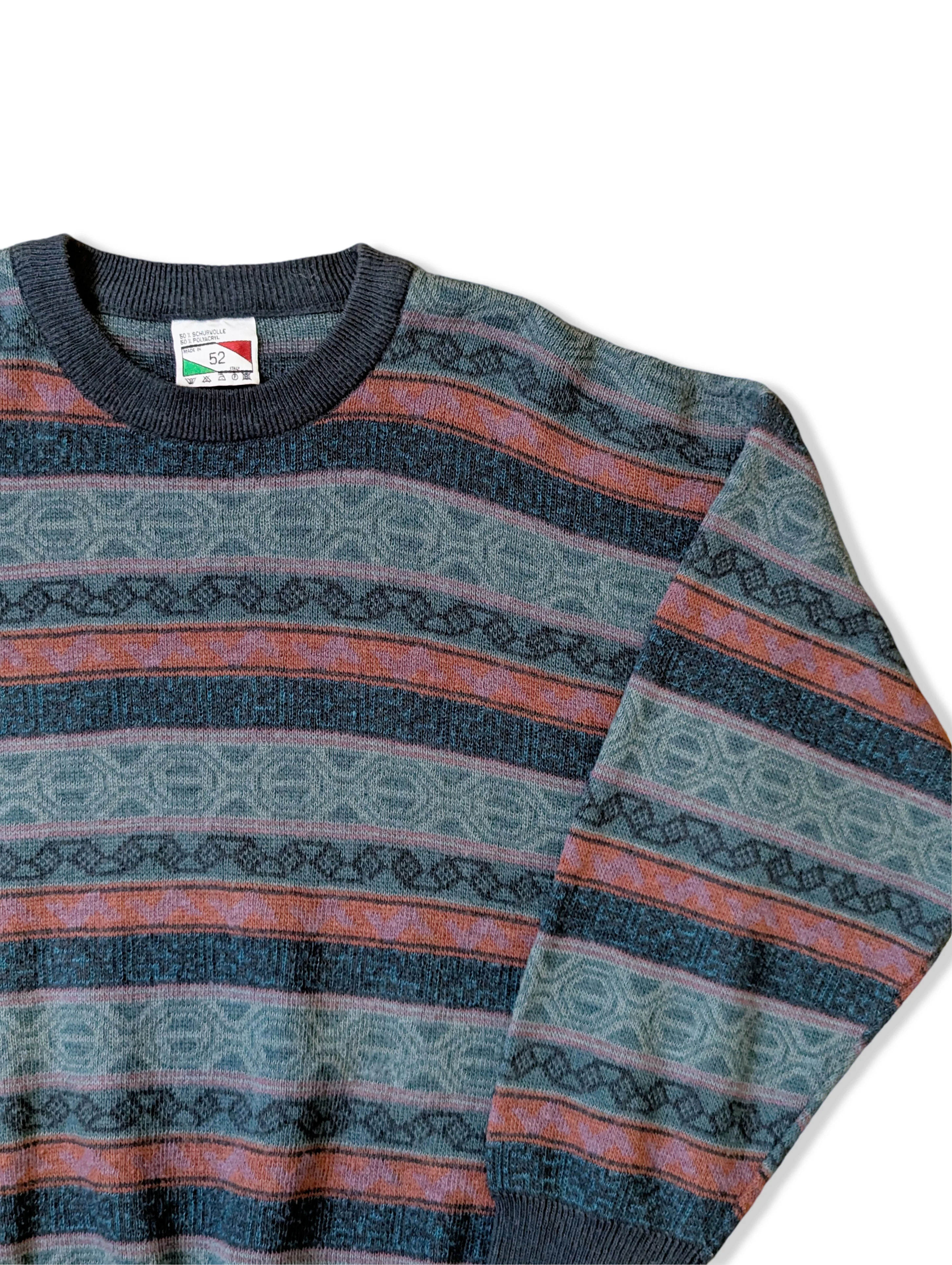 Vintage Blue and Red Striped Knitted Jumper - M/L - Image 3