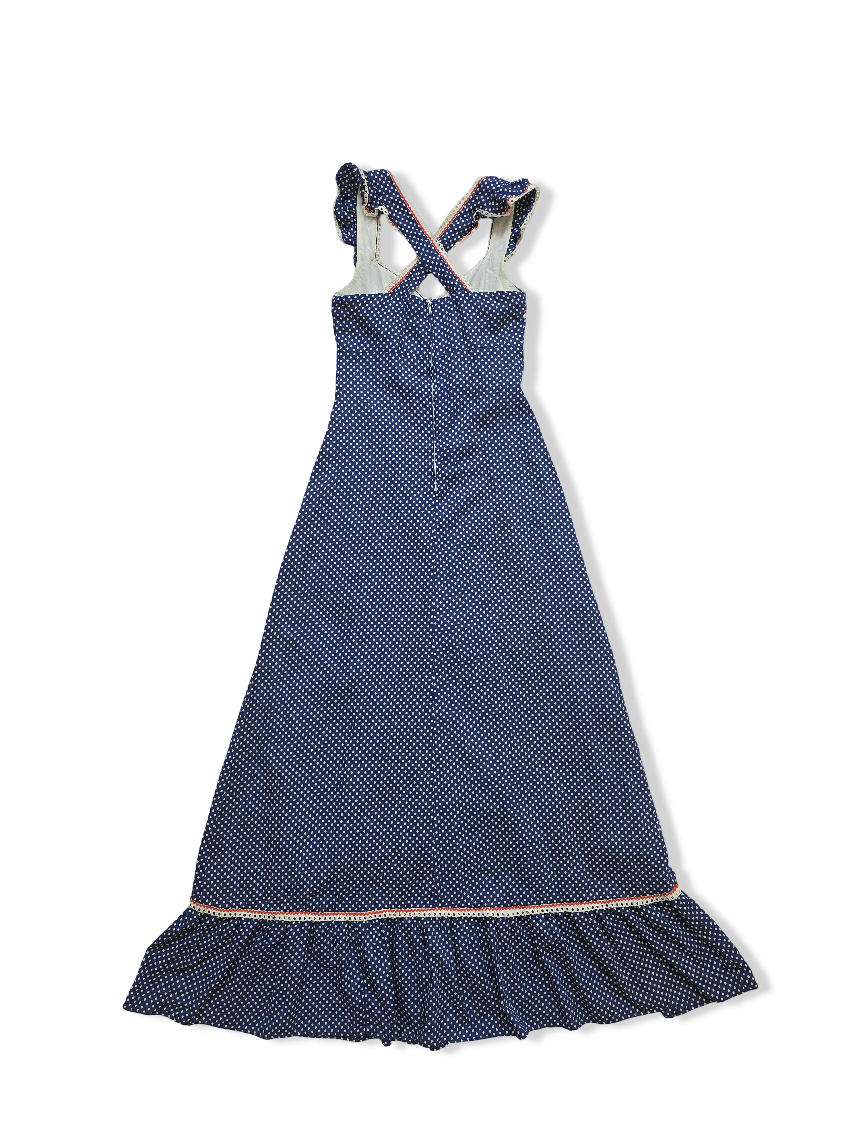 Vintage Blue and White Polka Dot Maxi Dress - XS - Image 2