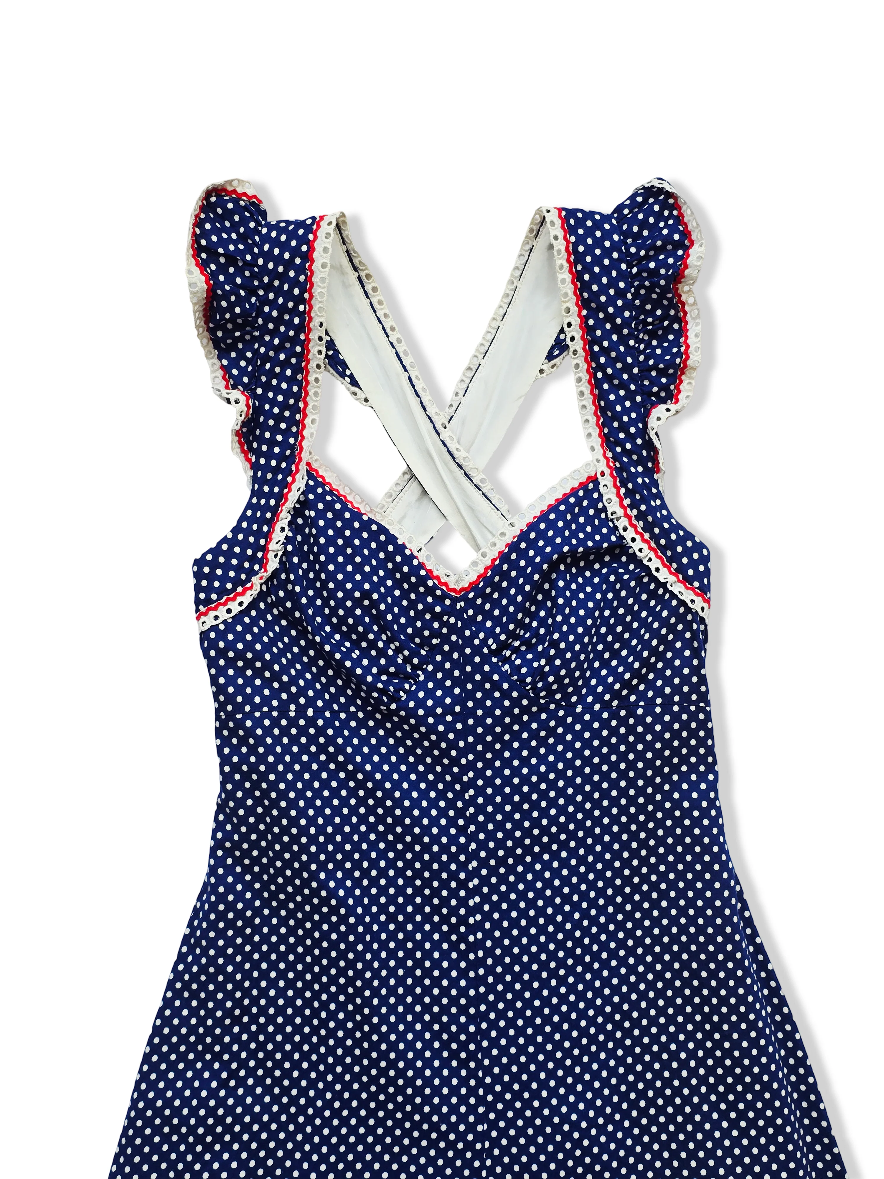 Vintage Blue and White Polka Dot Maxi Dress - XS - Image 5