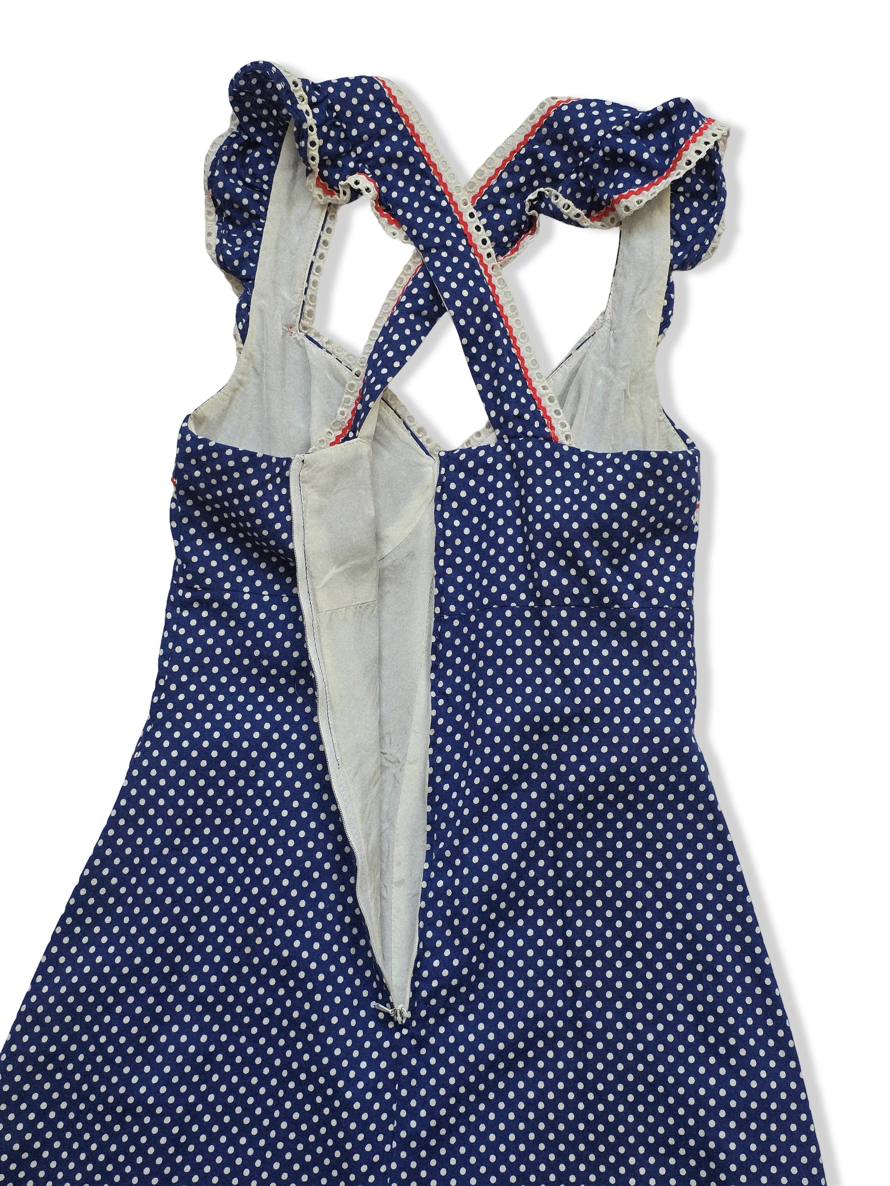 Vintage Blue and White Polka Dot Maxi Dress - XS - Image 7