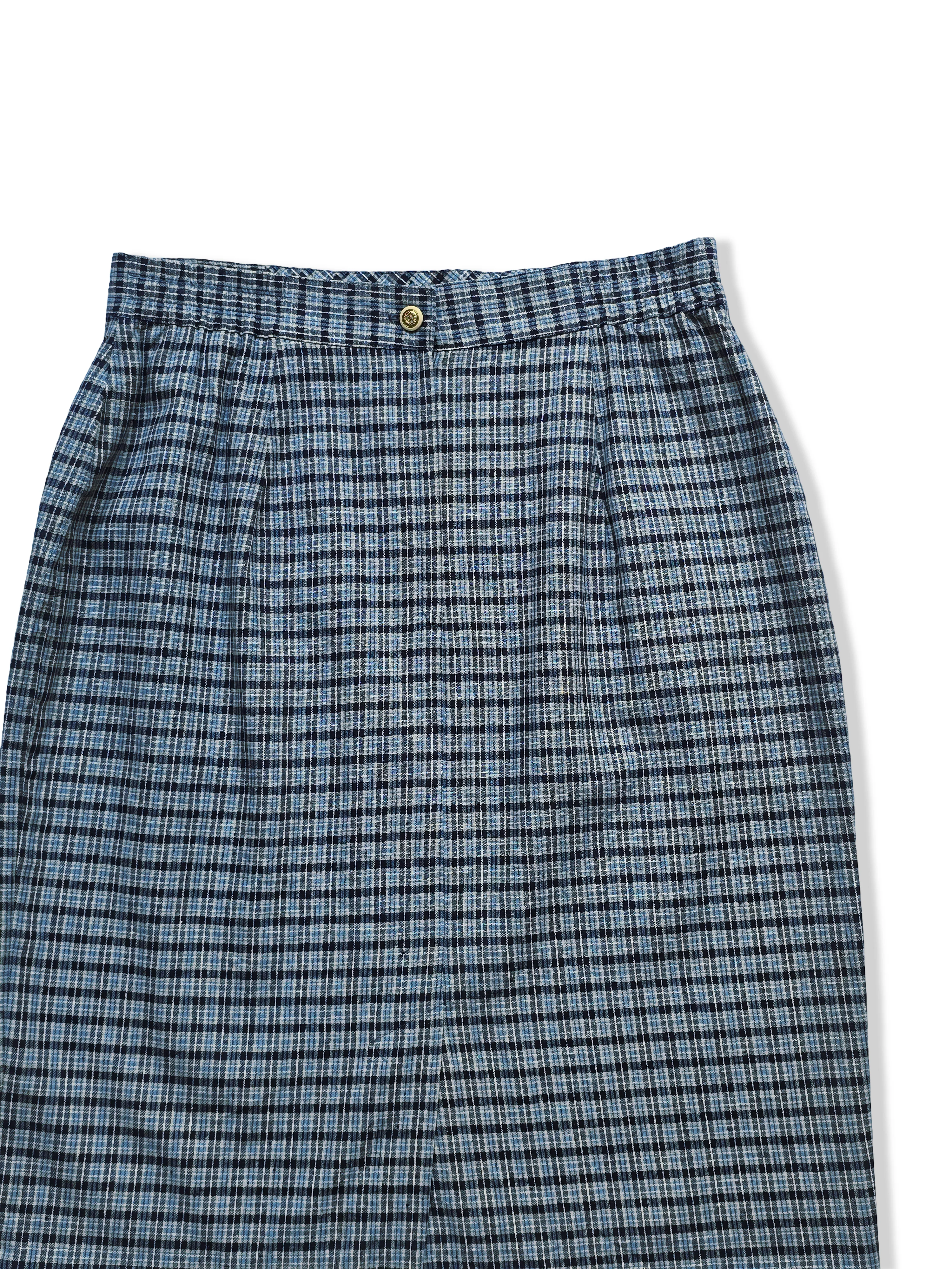 Vintage Blue Check Plaid Pencil Skirt - M - Image 5