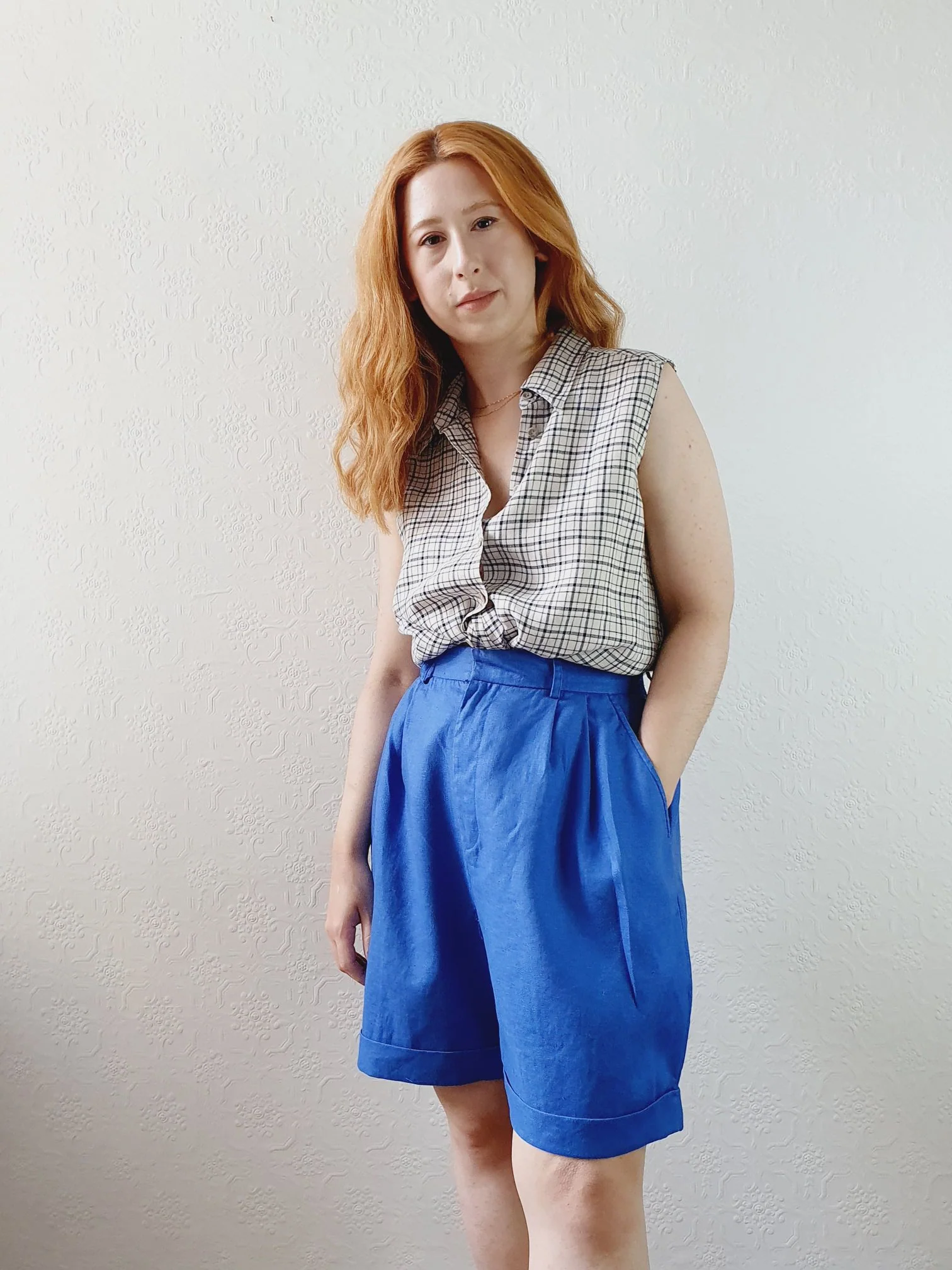 Vintage Blue Linen Shorts - M - Image 3