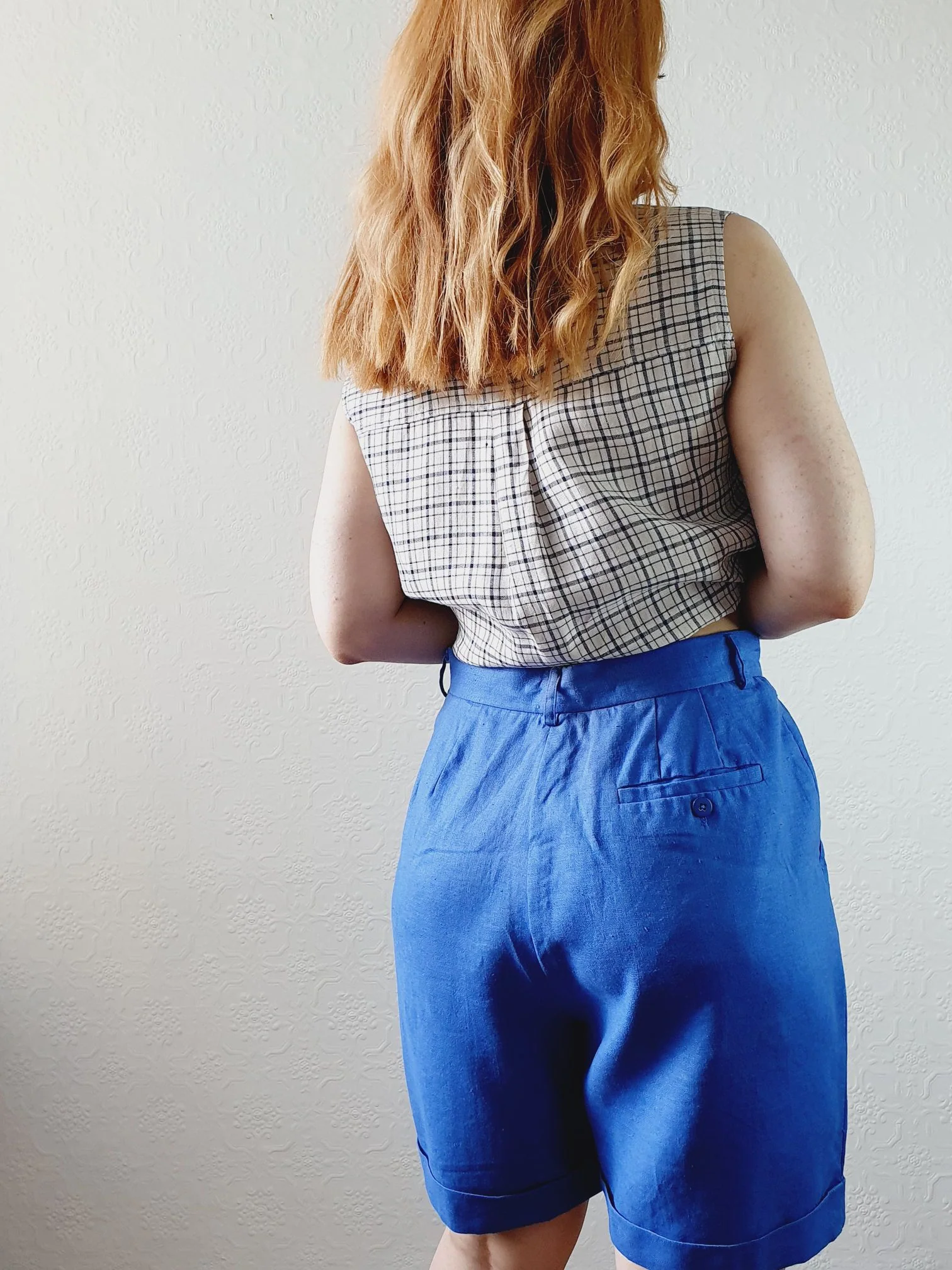 Vintage Blue Linen Shorts - M - Image 4