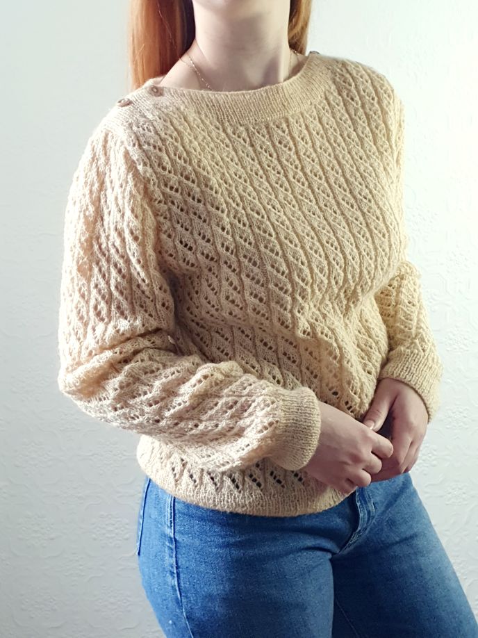 Vintage Boat Neck Wool Jumper - M - Image 3