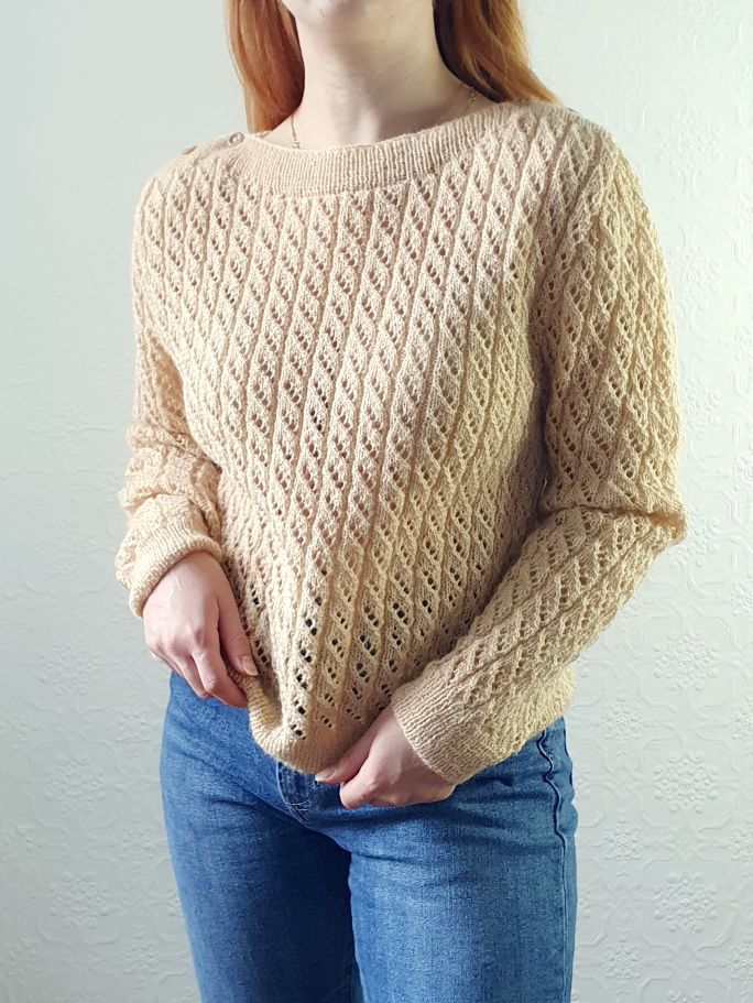 Vintage Boat Neck Wool Jumper - M - Image 6