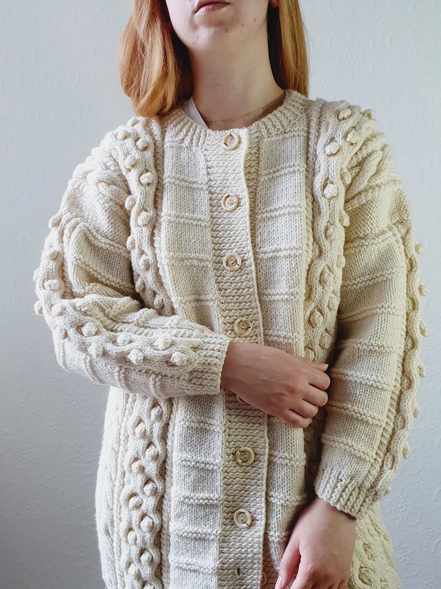 Vintage Bobble Arran Cardigan - L - Image 10