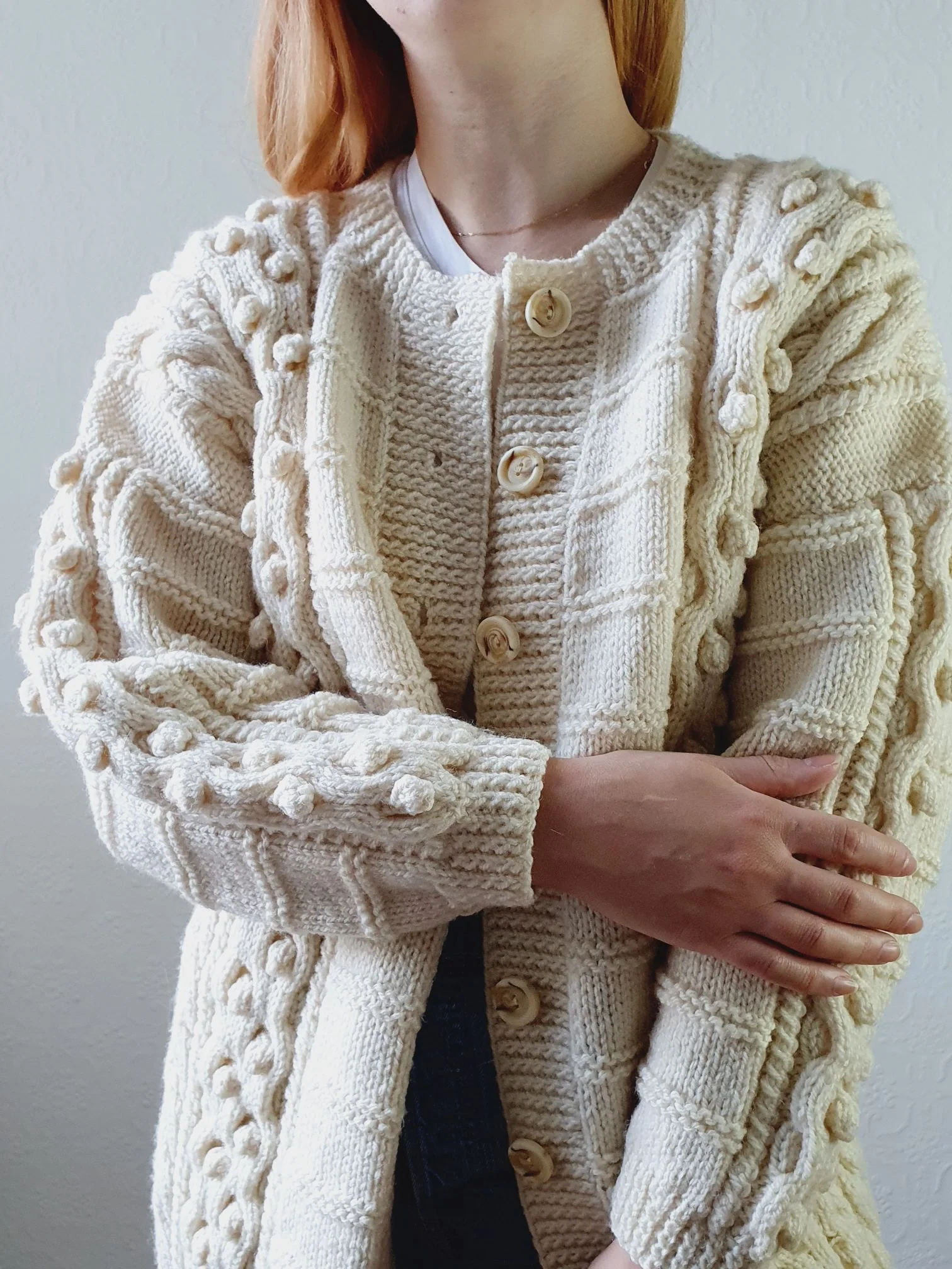 Vintage Bobble Arran Cardigan - L - Image 11