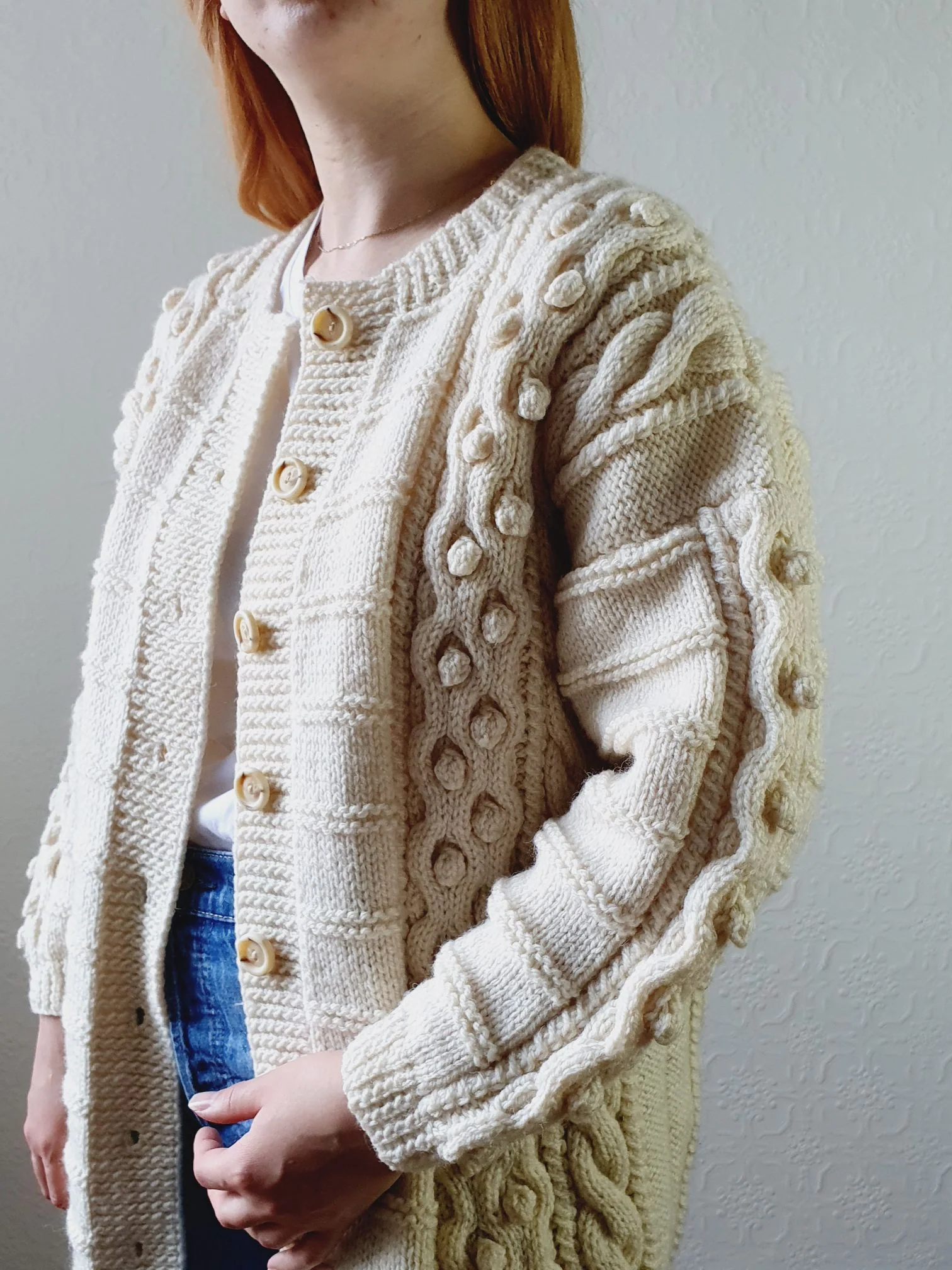 Vintage Bobble Arran Cardigan - L - Image 12