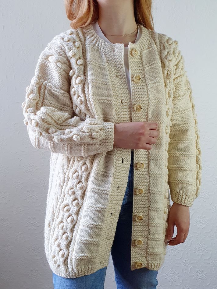 Vintage Bobble Arran Cardigan - L - Image 5