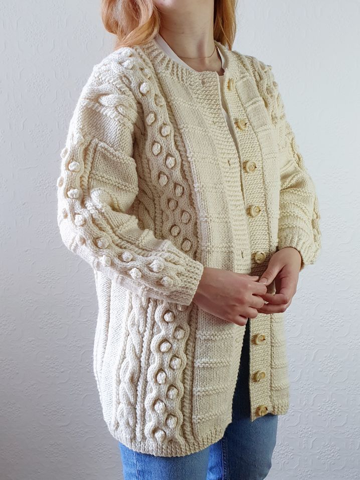 Vintage Bobble Arran Cardigan - L - Image 6
