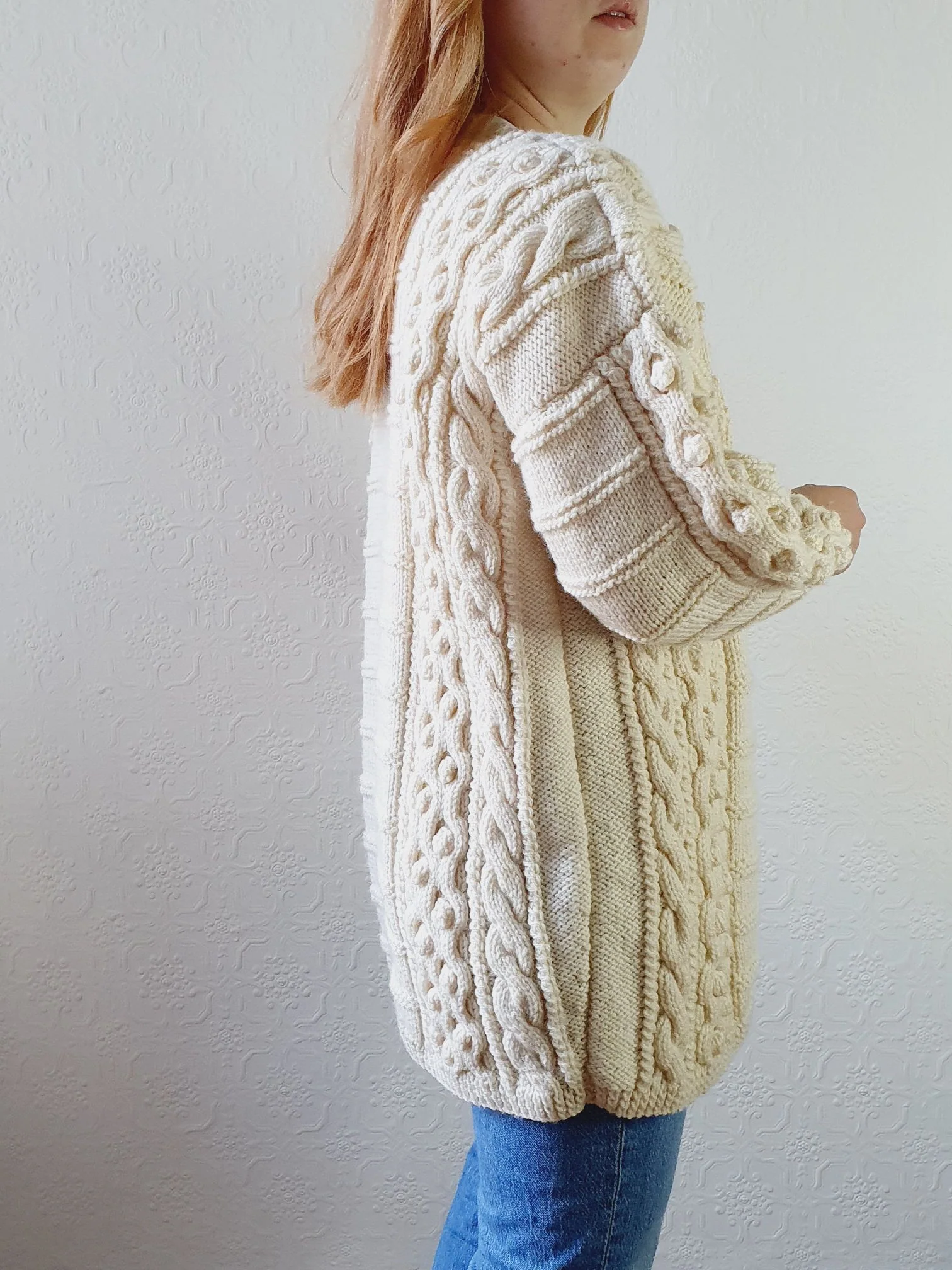 Vintage Bobble Arran Cardigan - L - Image 8