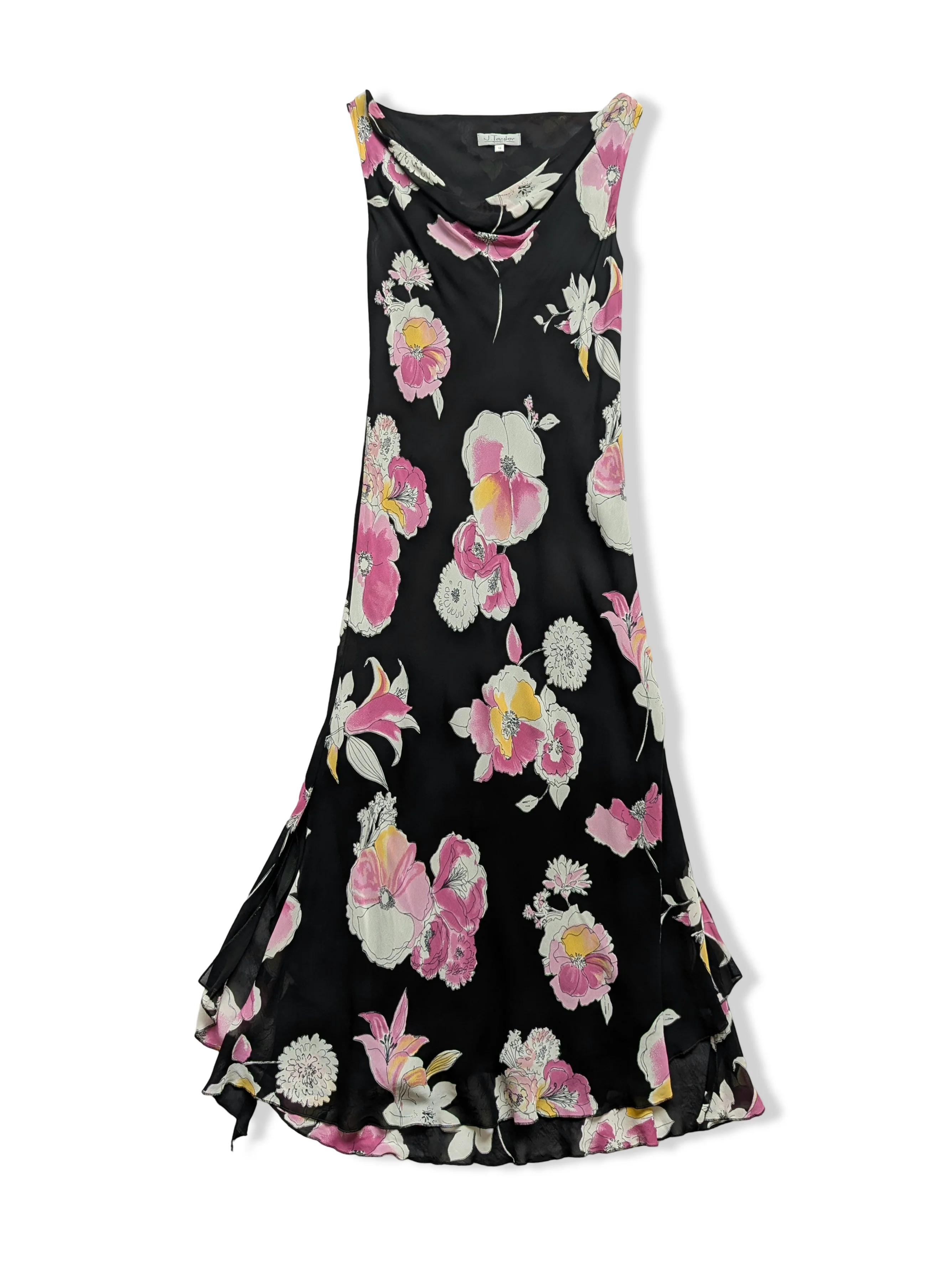 Vintage Bold Floral Print Maxi Dress - S/M - Image 2