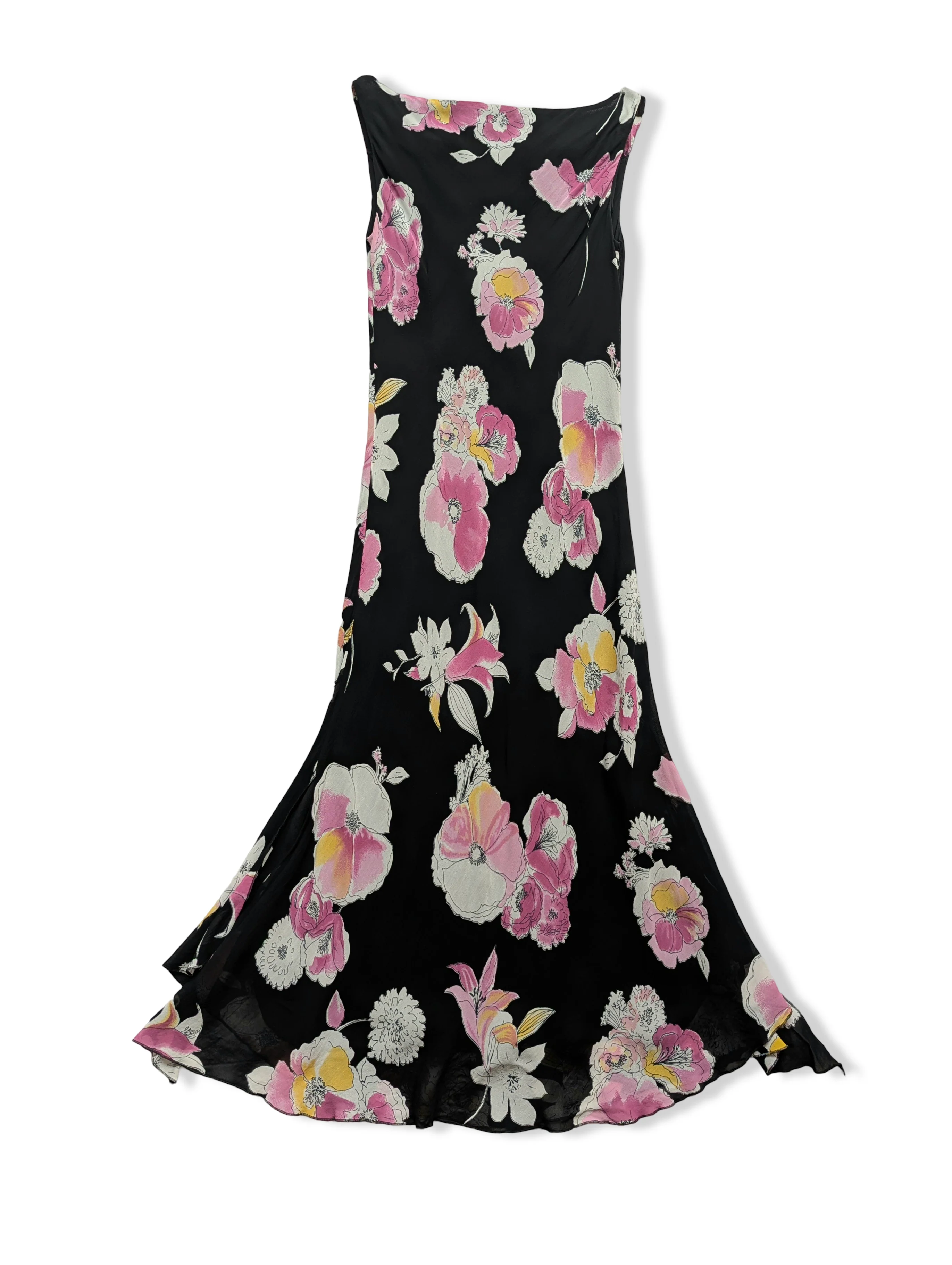 Vintage Bold Floral Print Maxi Dress - S/M - Image 3