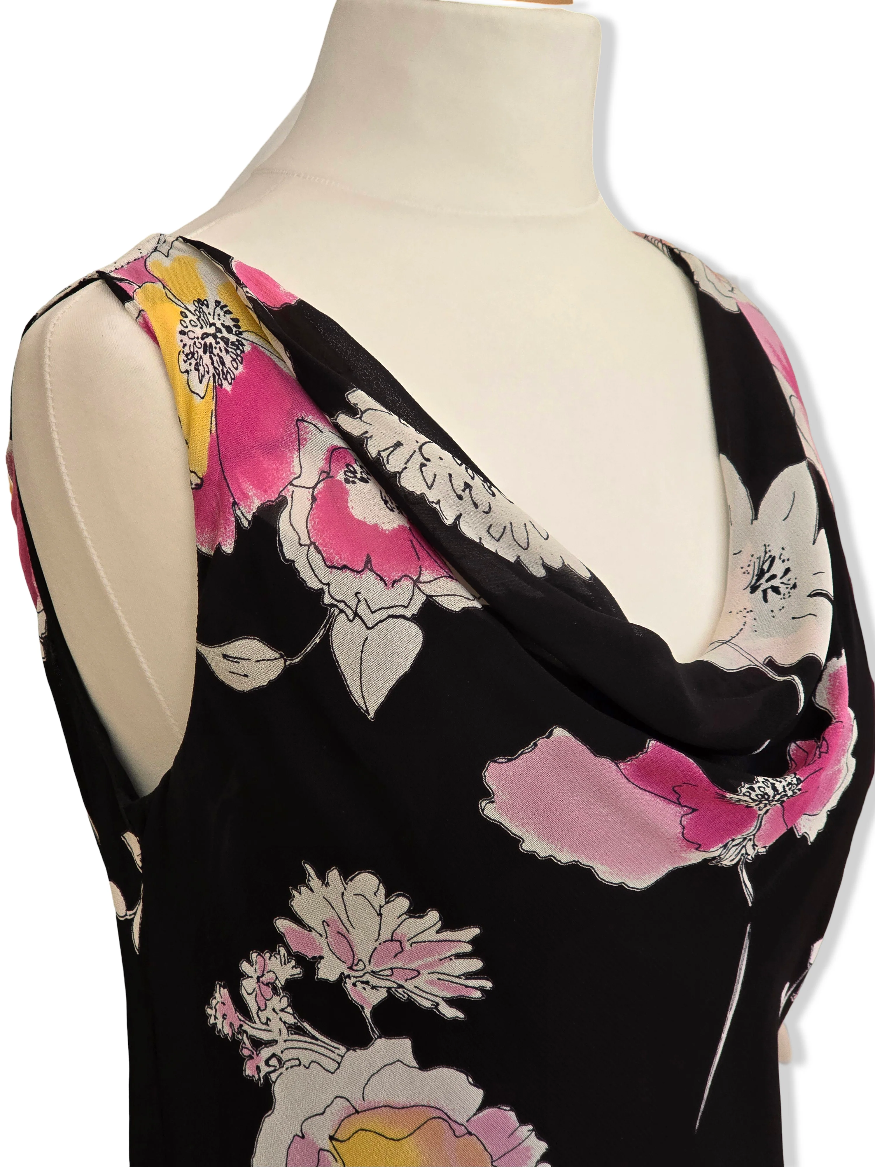 Vintage Bold Floral Print Maxi Dress - S/M - Image 4