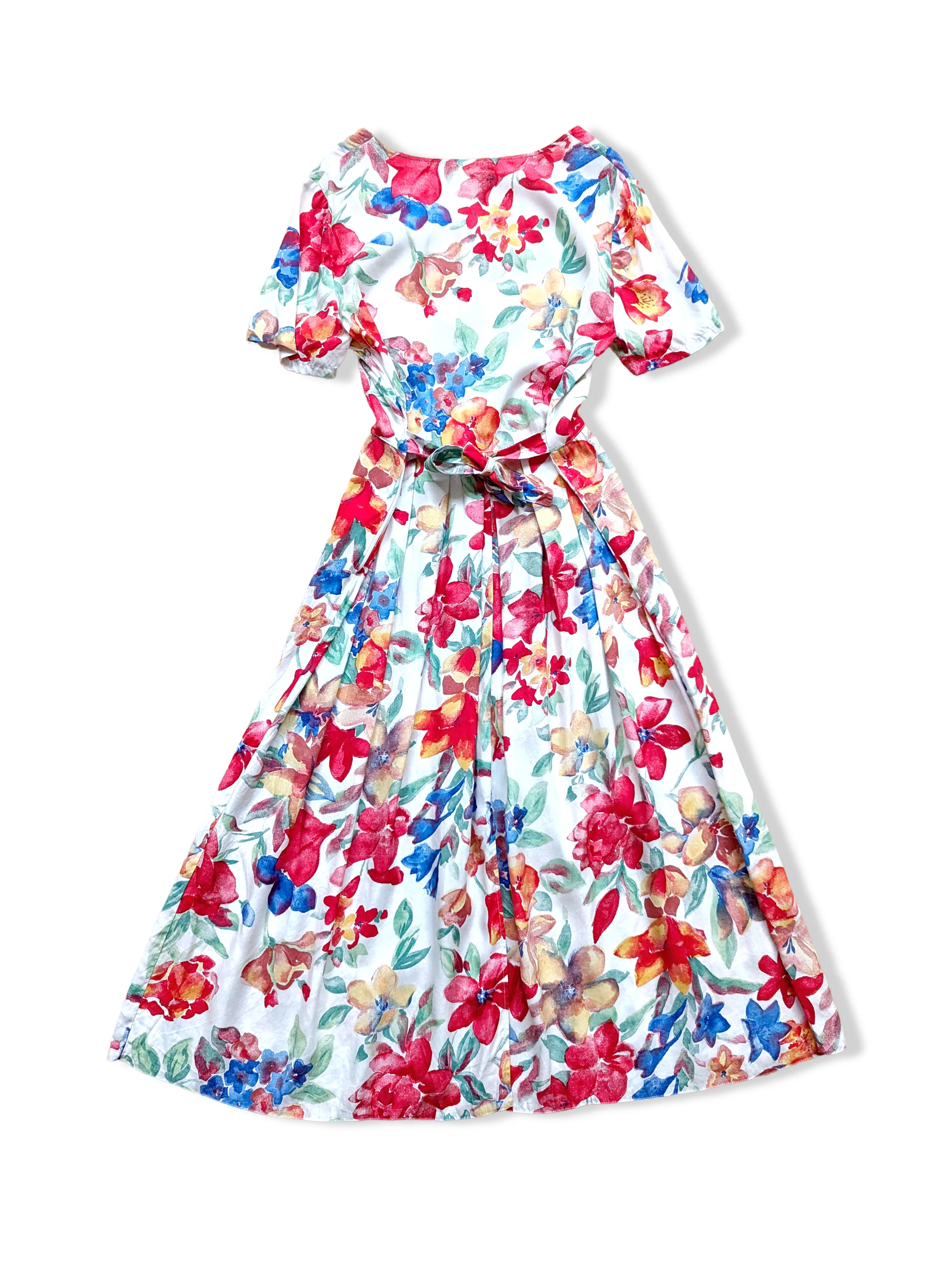 Vintage Bold Floral Print Midi Dress - M/L - Image 4
