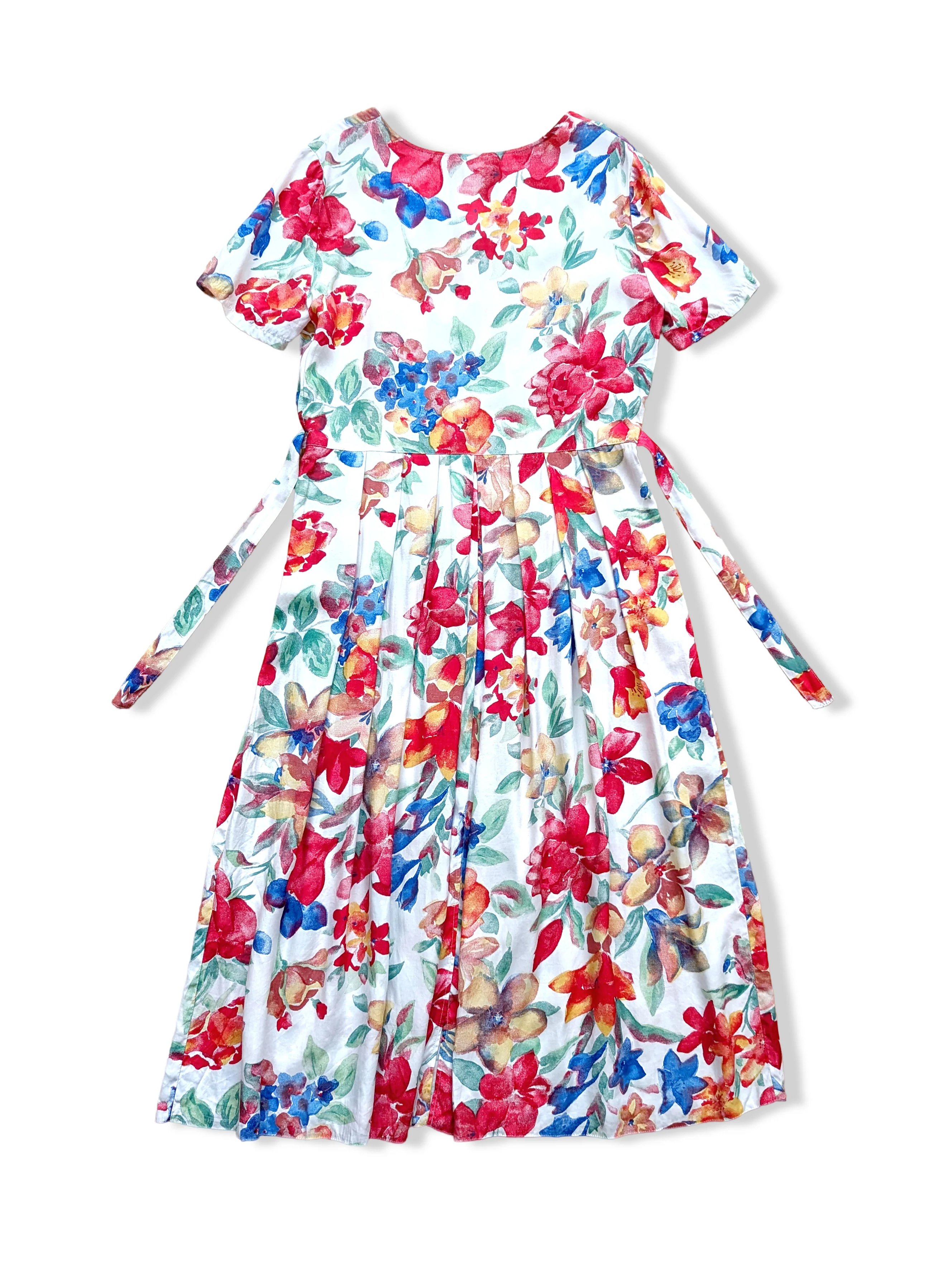 Vintage Bold Floral Print Midi Dress - M/L - Image 5