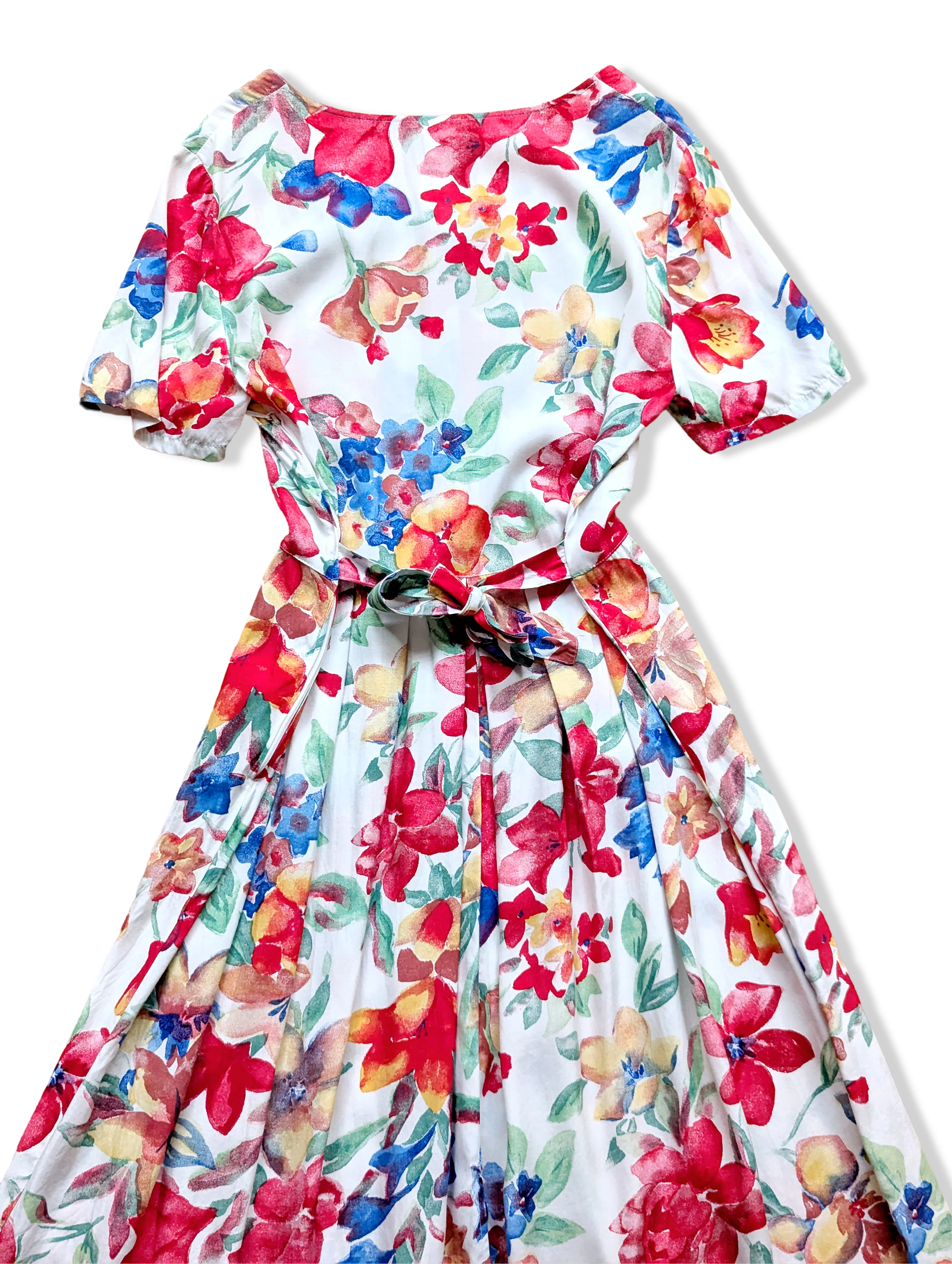Vintage Bold Floral Print Midi Dress - M/L - Image 6