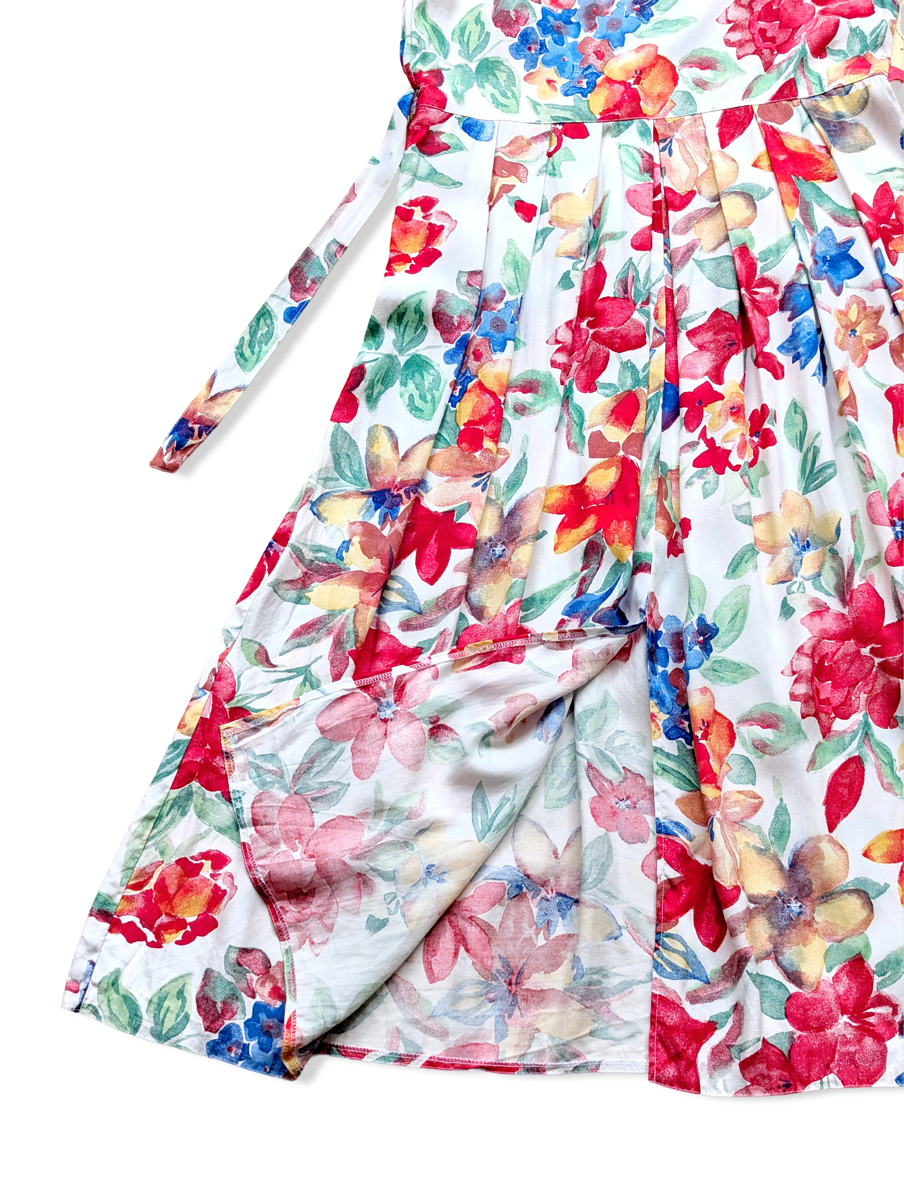 Vintage Bold Floral Print Midi Dress - M/L - Image 7