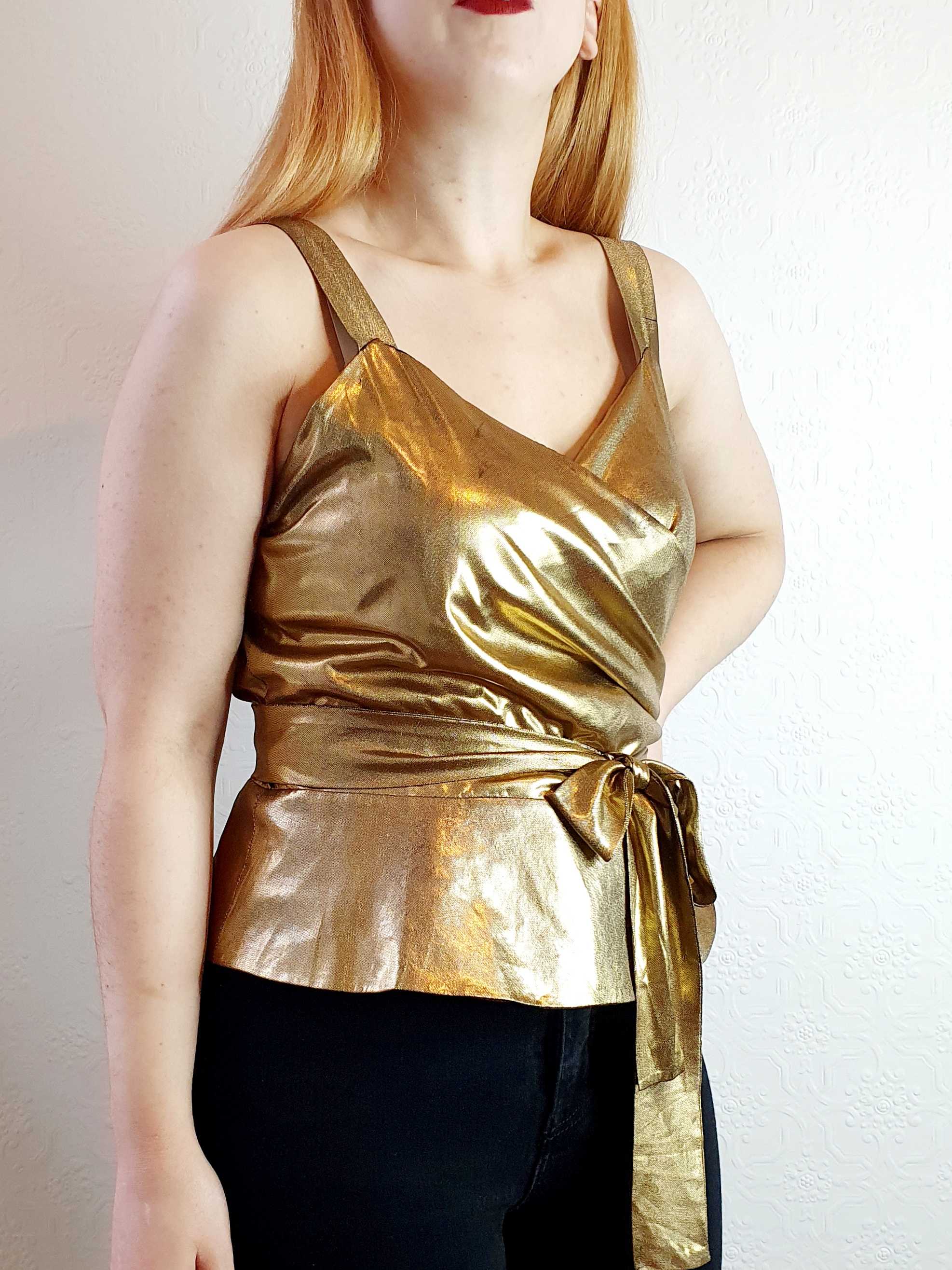 Vintage Bronze Effect Wrap Top - M/L - Image 3