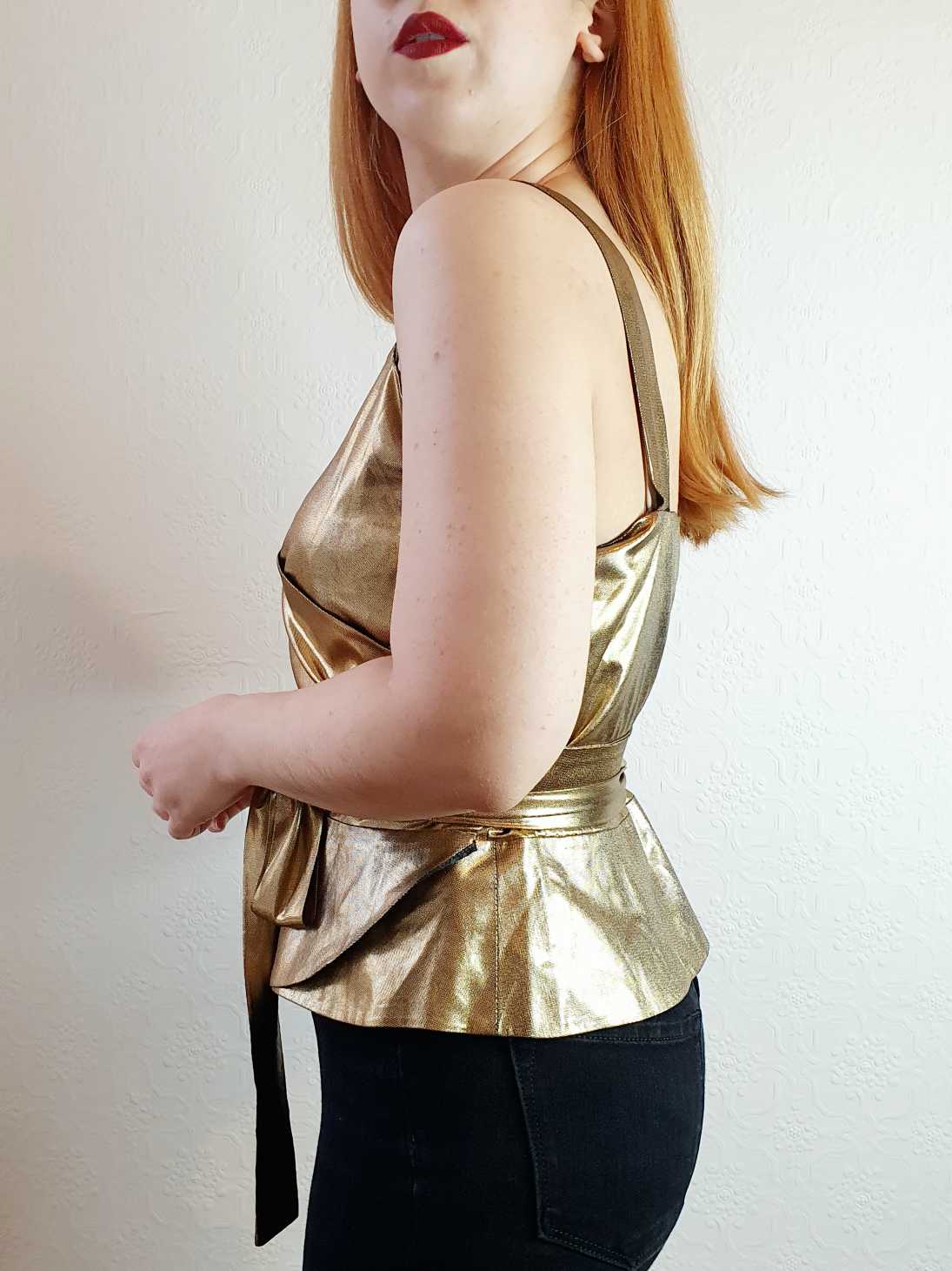 Vintage Bronze Effect Wrap Top - M/L - Image 4