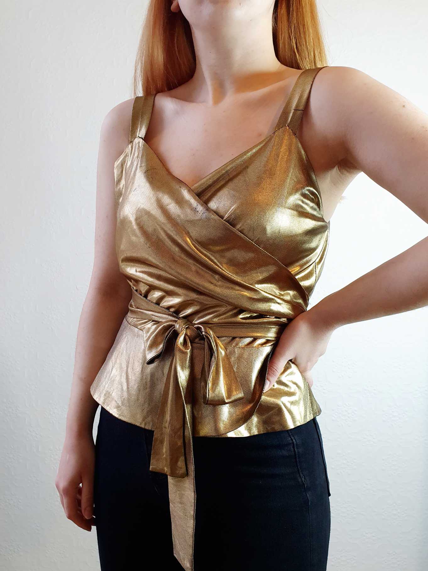 Vintage Bronze Effect Wrap Top - M/L - Image 5