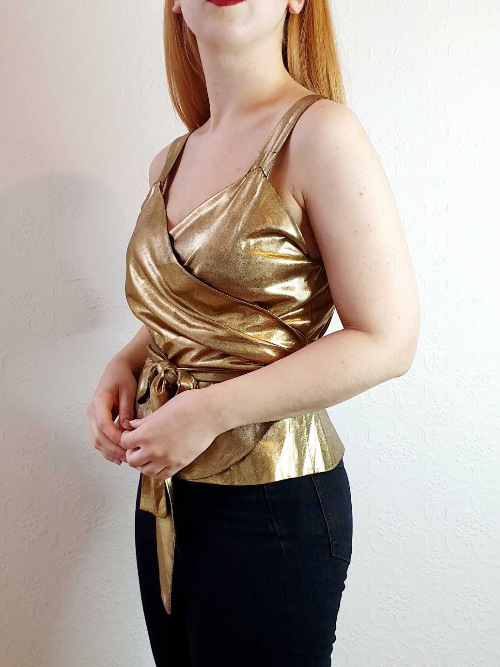 Vintage Bronze Effect Wrap Top - M/L - Image 6