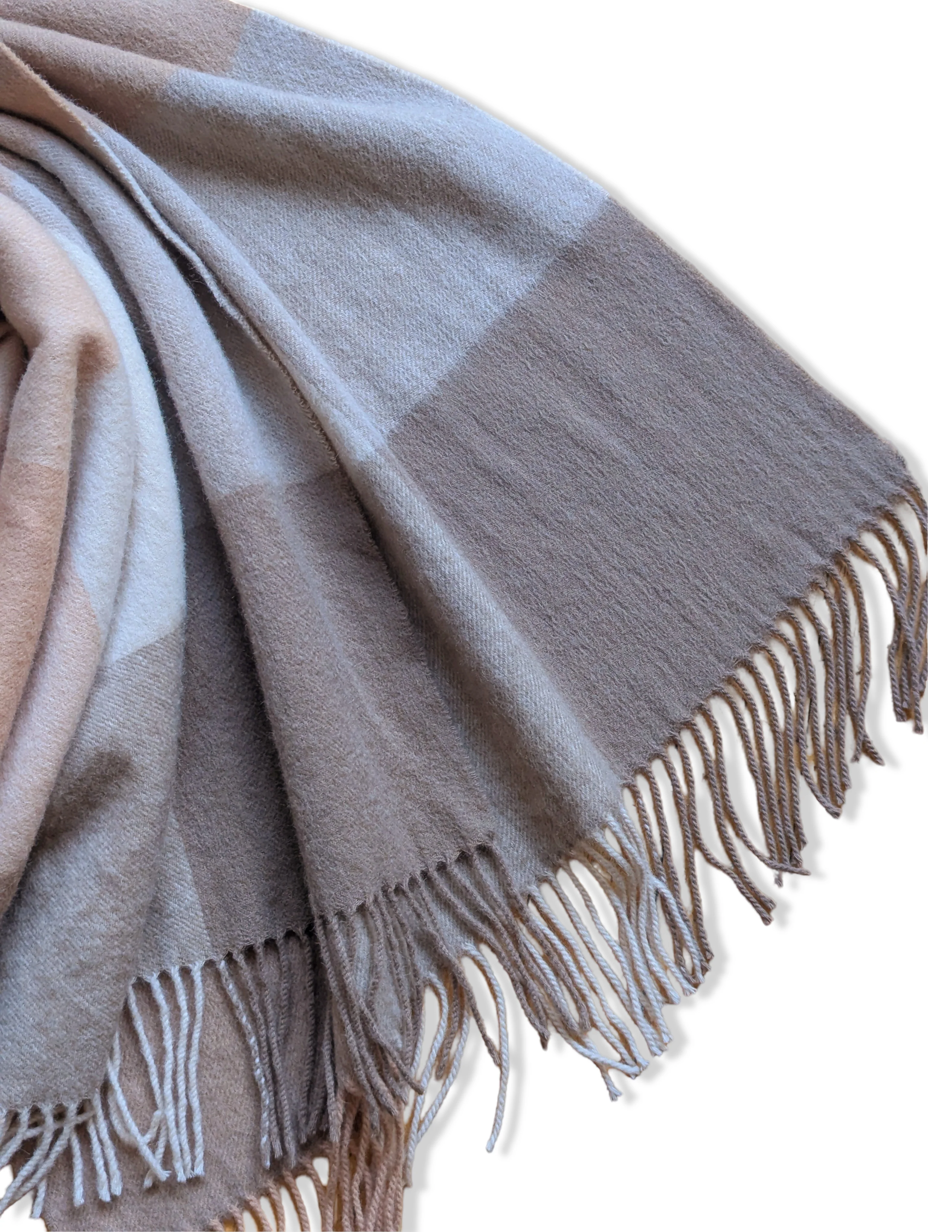 Vintage Beige & Brown Pure Wool Scarf - Image 3