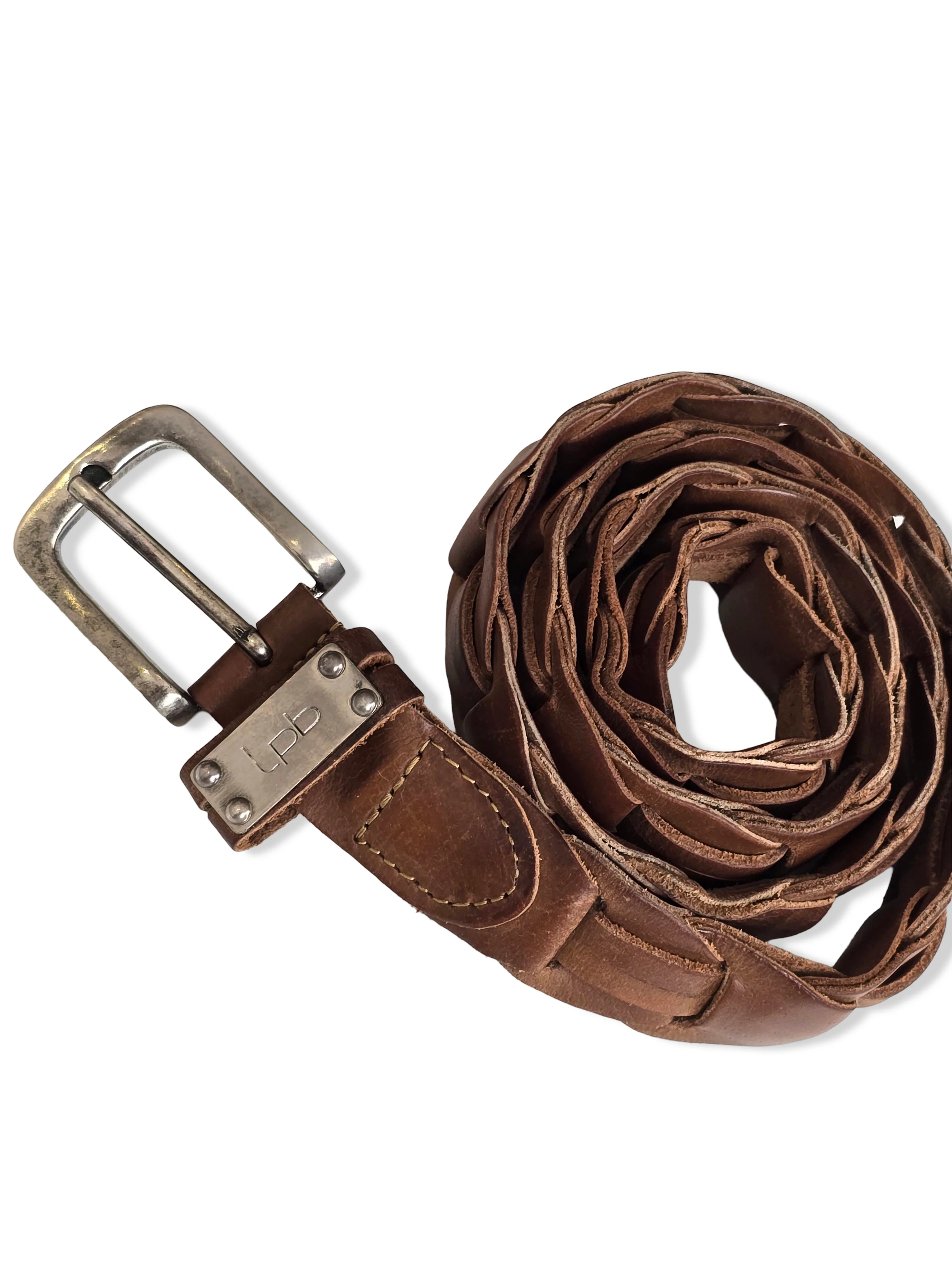 Vintage Brown Buffalo Woven Leather Belt - M/L/XL - Image 3
