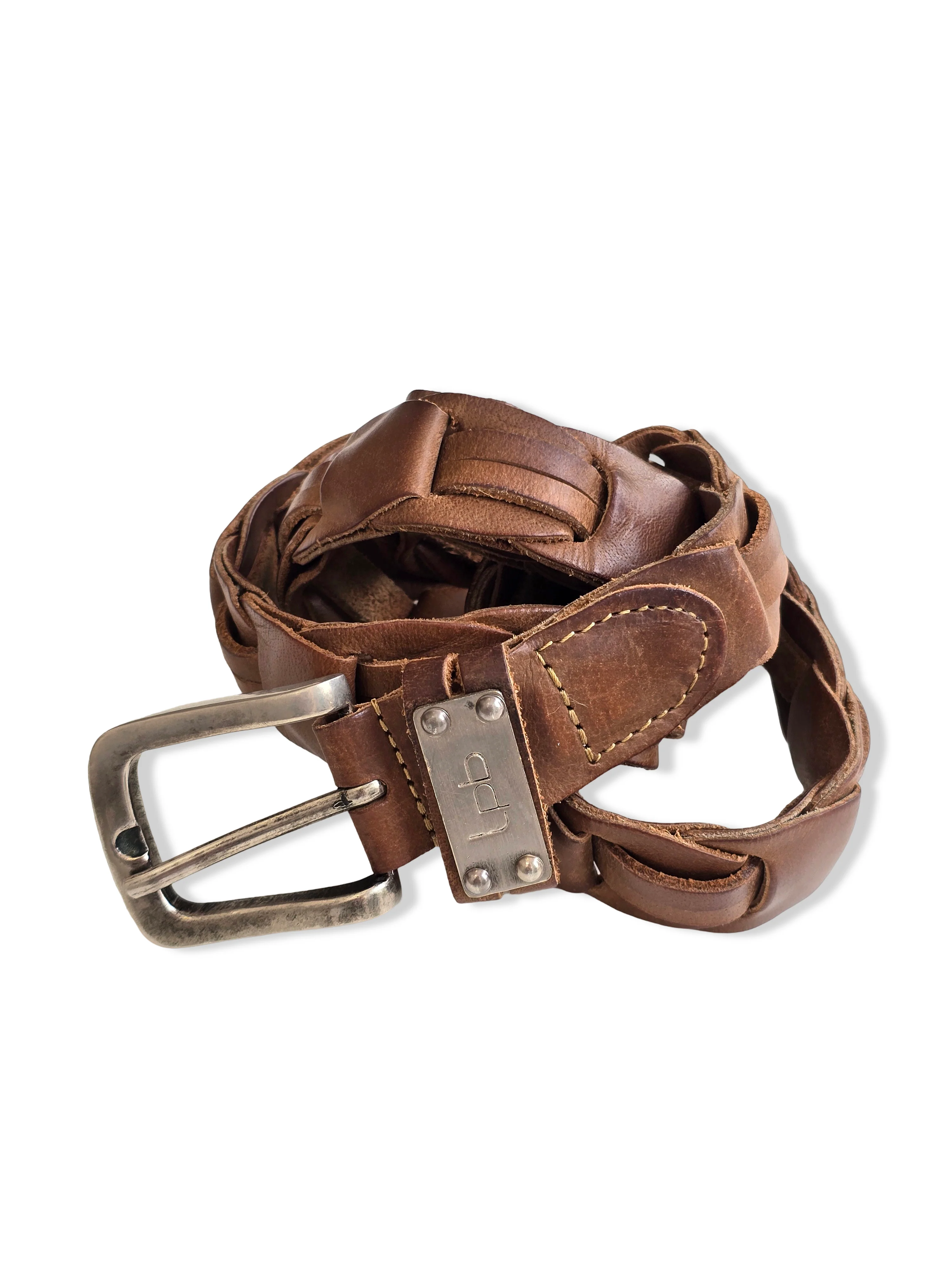 Vintage Brown Buffalo Woven Leather Belt - M/L/XL - Image 6